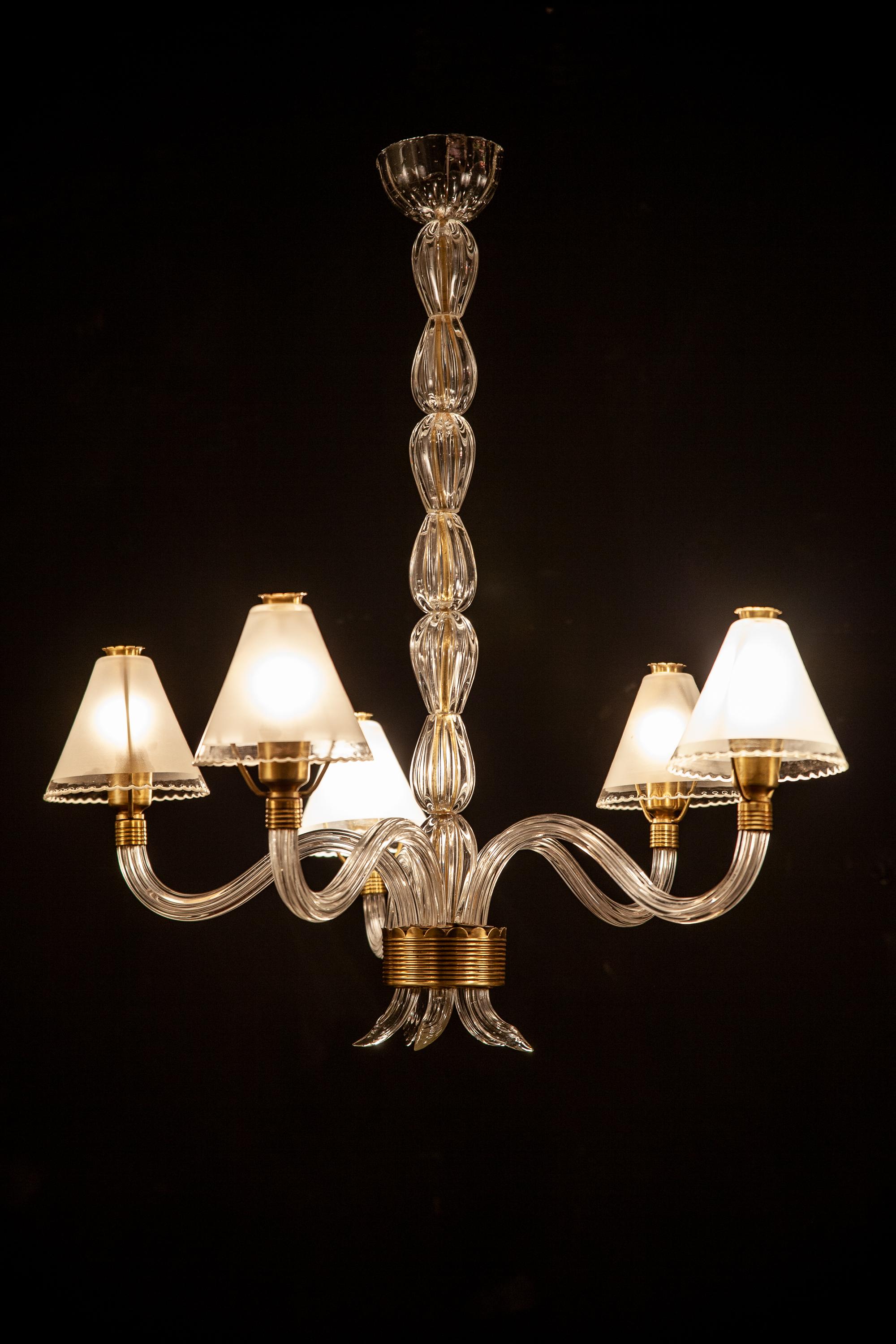 Art Deco Charming Murano Glass Chandelier by Ercole Barovier, 1930 5