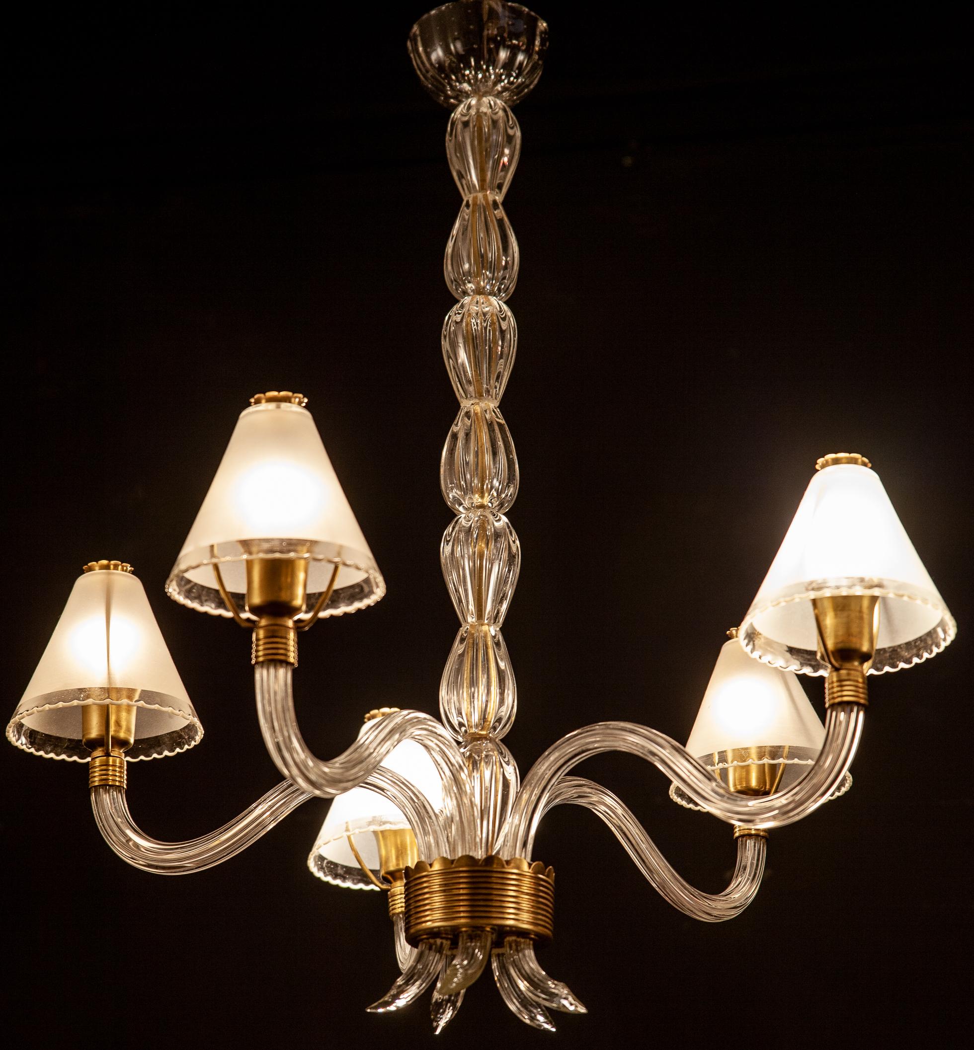 Italian Art Deco Charming Murano Glass Chandelier by Ercole Barovier, 1930