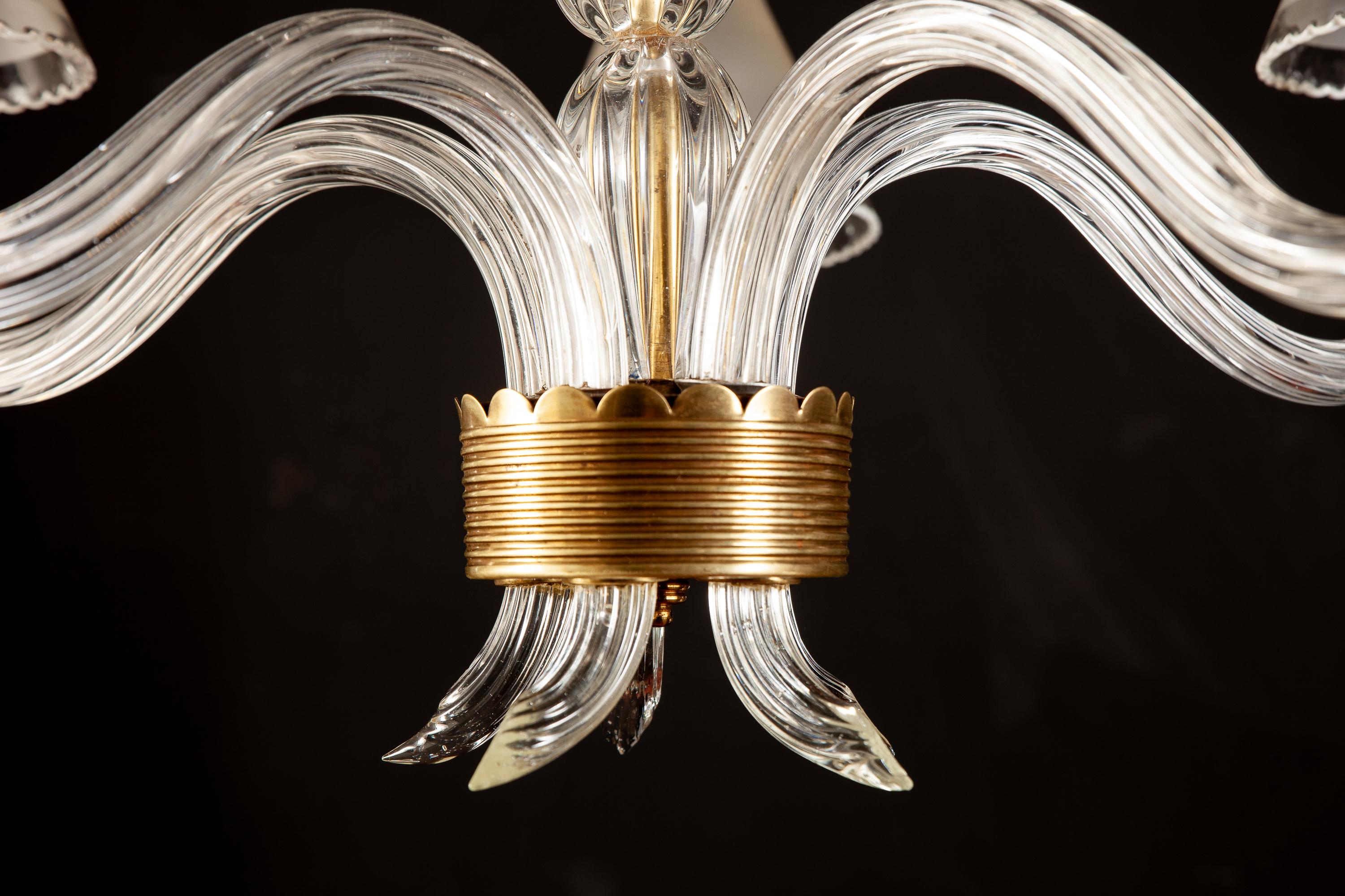 Mid-20th Century Art Deco Charming Murano Glass Chandelier by Ercole Barovier, 1930