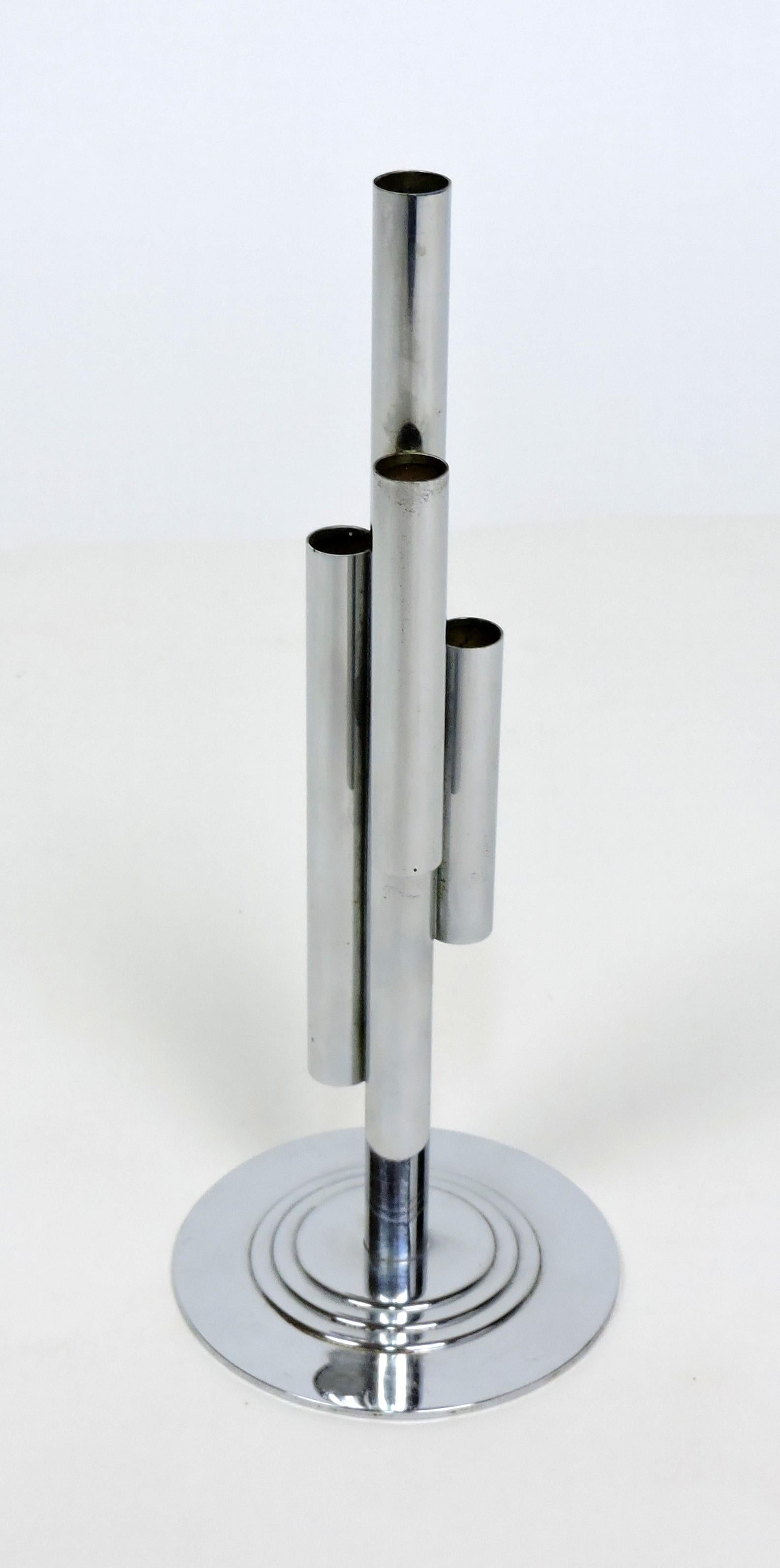 Americano The Art of Chase Tubular Chrome Bud Vase di Ruth and William Gerth in vendita