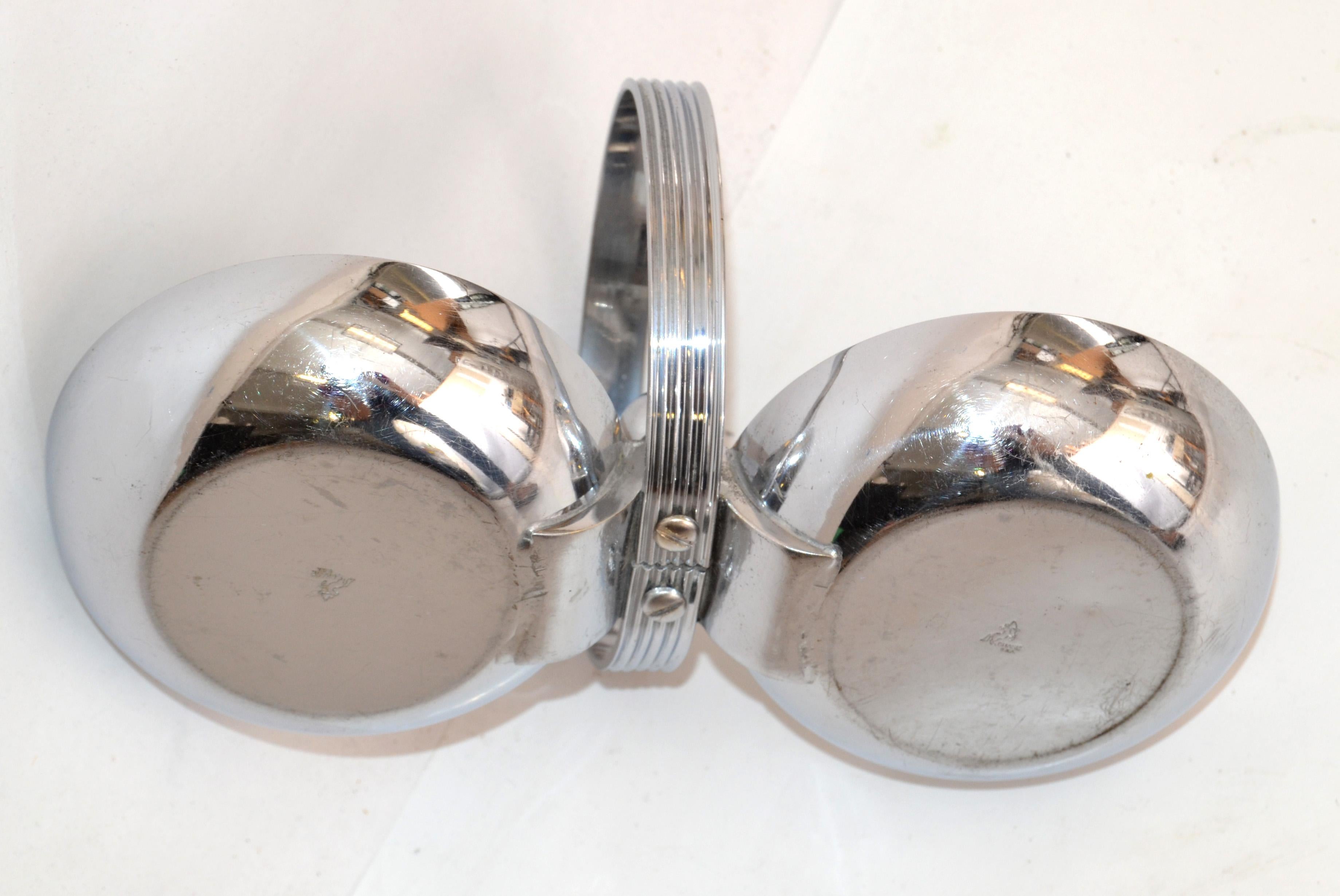 Art Deco Chase USA Chrome on Brass Twin Candy & Nut Dish designed Gerth & Gerth For Sale 3