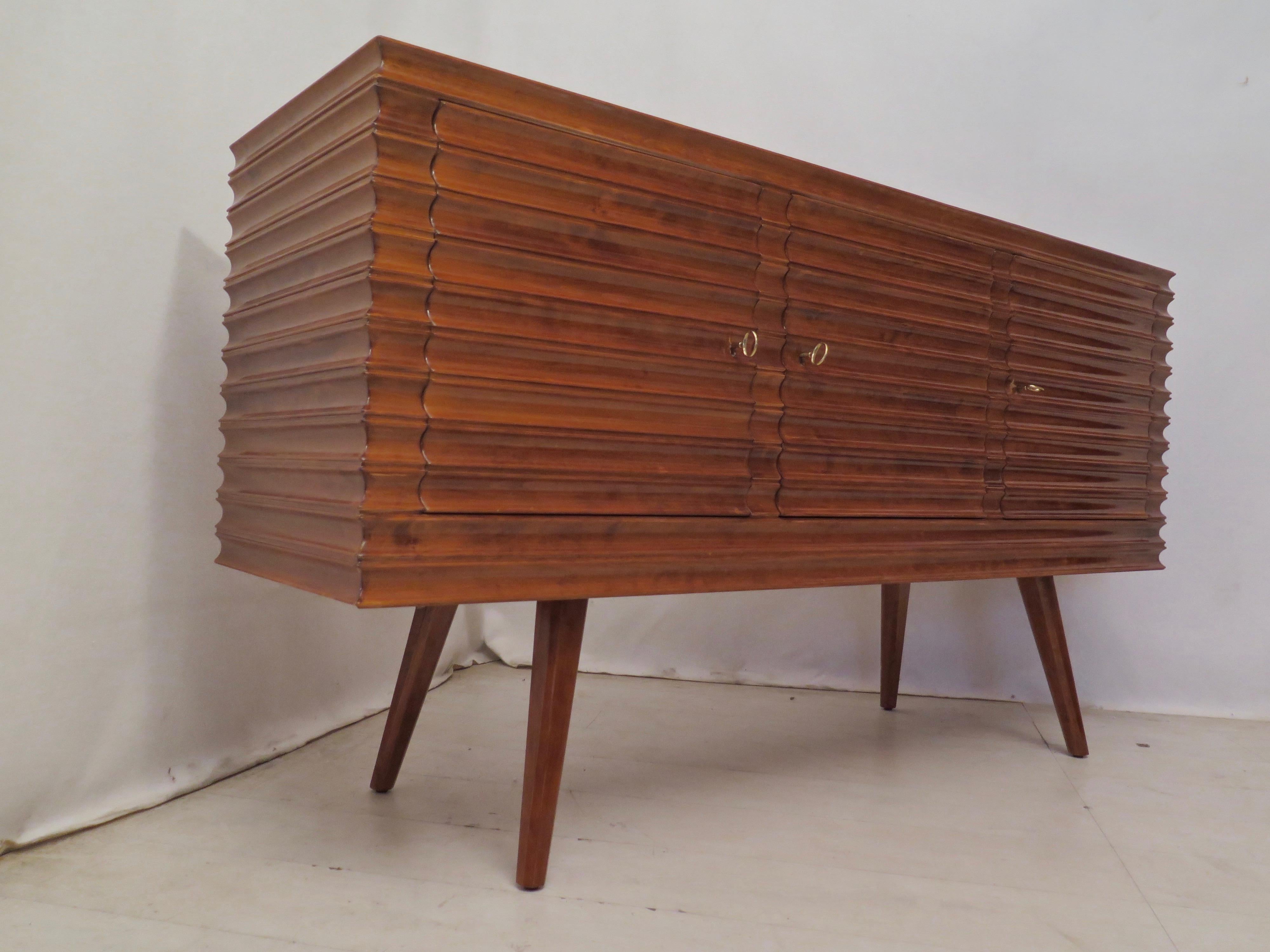 Art Deco Cherry Wood Italian Sideboards, 1950 In Excellent Condition In Rome, IT