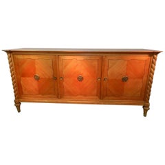 Art Deco cherry wood sideboard circa 1940/1950. Lovely bronzes.