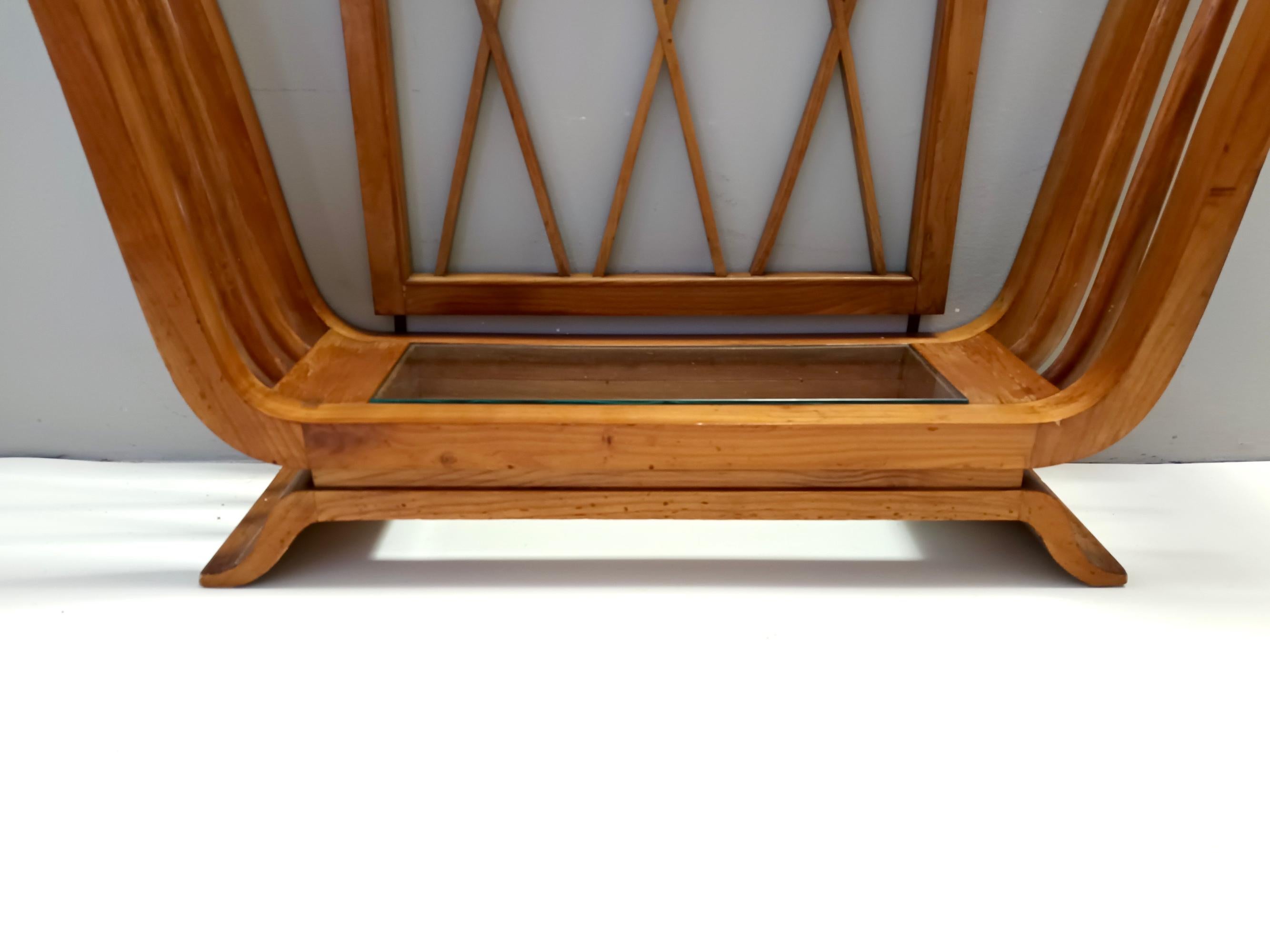 Consola Art Decó de madera de cerezo con tapa rectangular de cristal, Italia en venta 4
