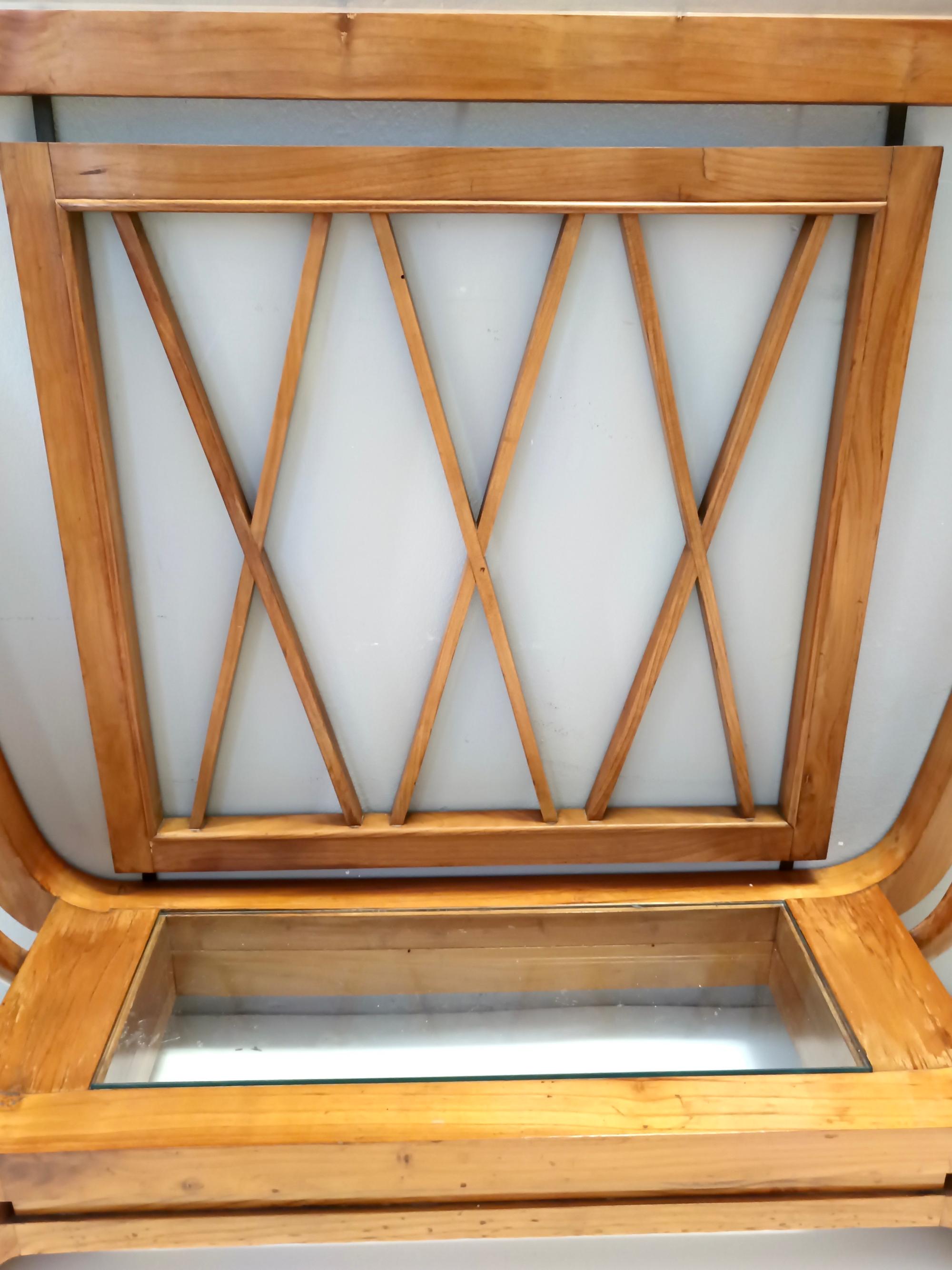 Consola Art Decó de madera de cerezo con tapa rectangular de cristal, Italia en venta 5