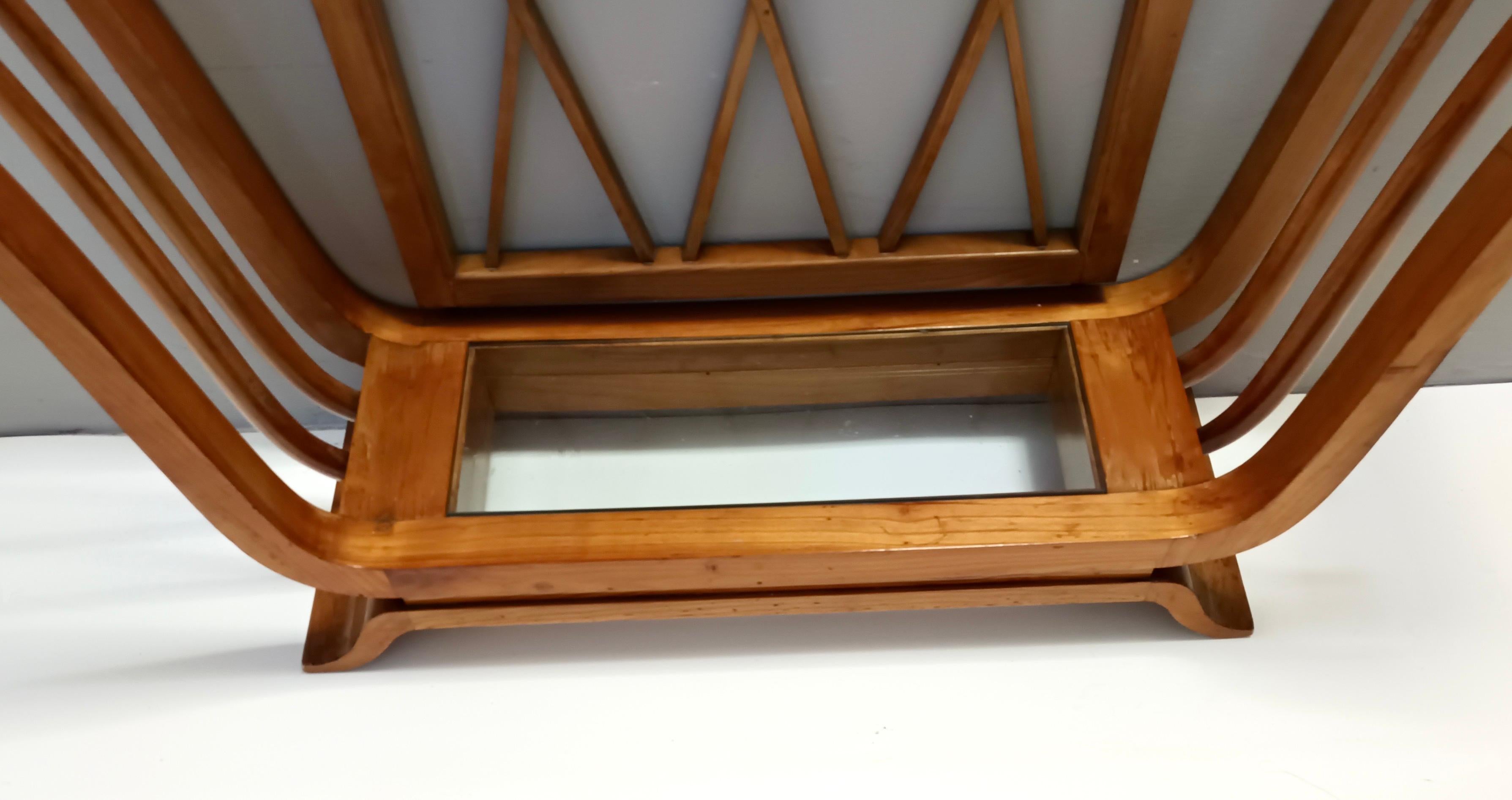 Consola Art Decó de madera de cerezo con tapa rectangular de cristal, Italia en venta 6