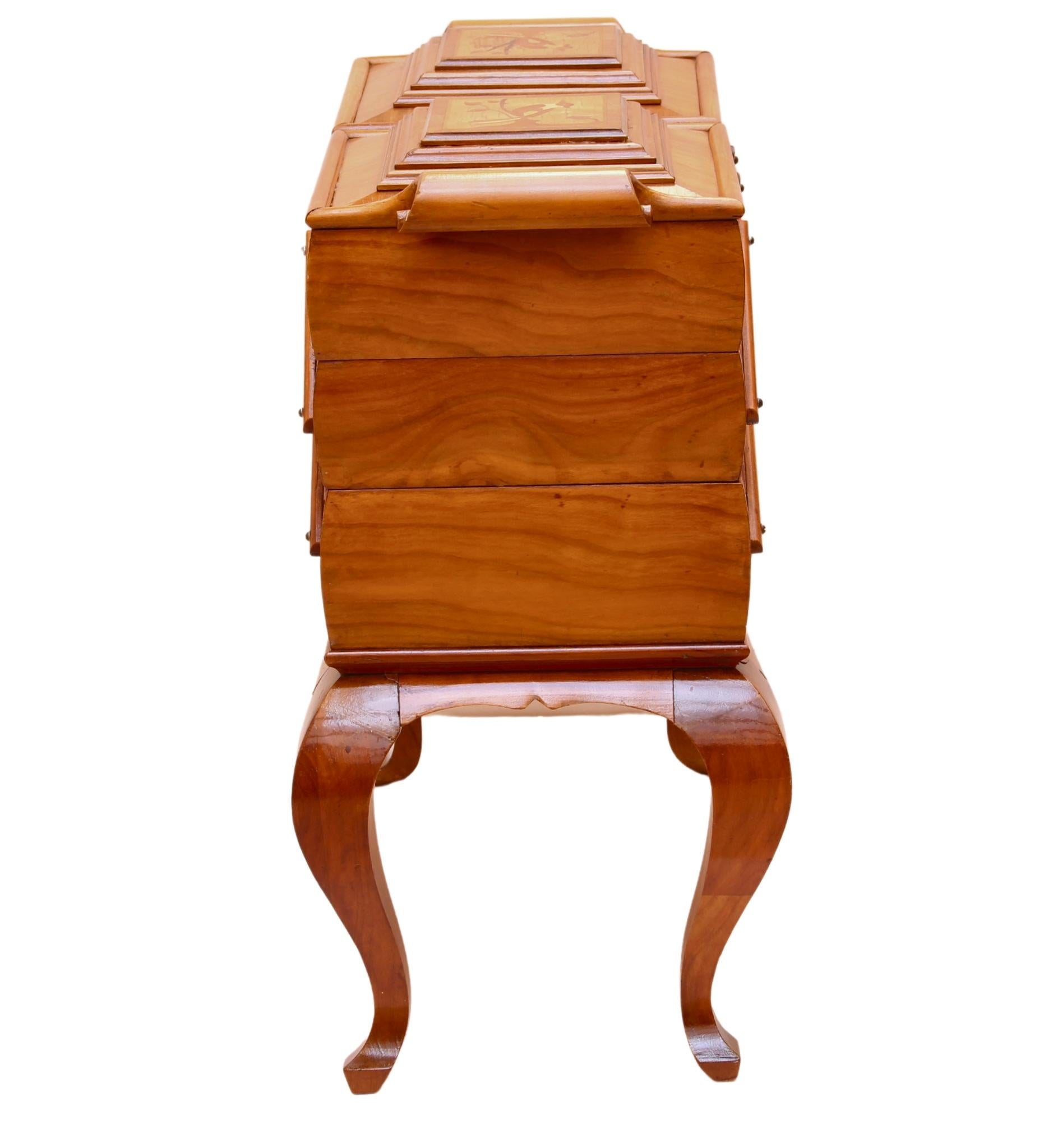 Costurero extraíble Art Decó de madera de cerezo siglo XX en venta