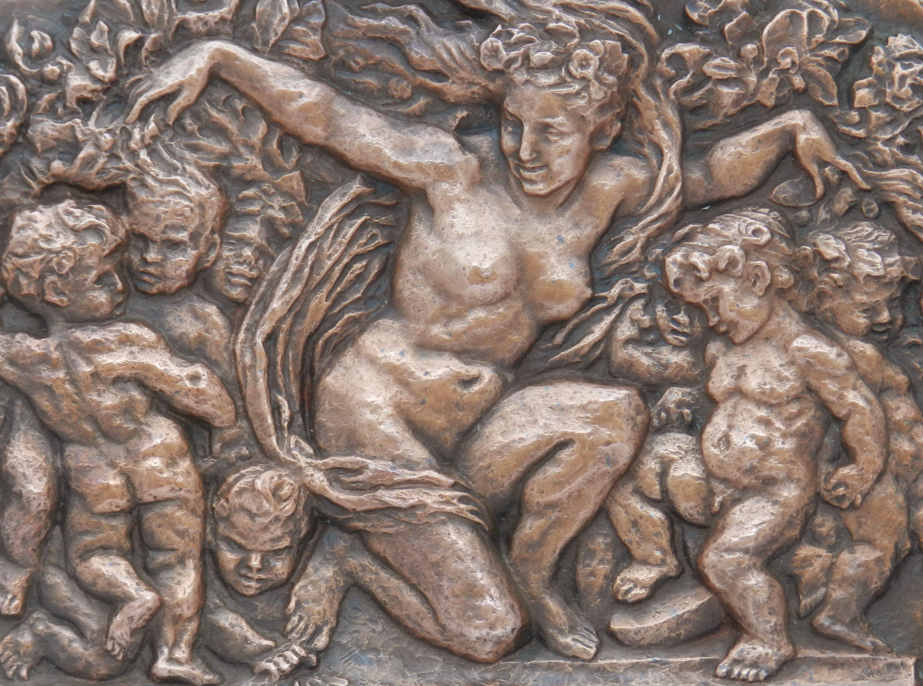 Art Deco cherubs naked woman nymph wall panel embossed copper c1930
Hard to find something this unusual
Good vintage condition.




  