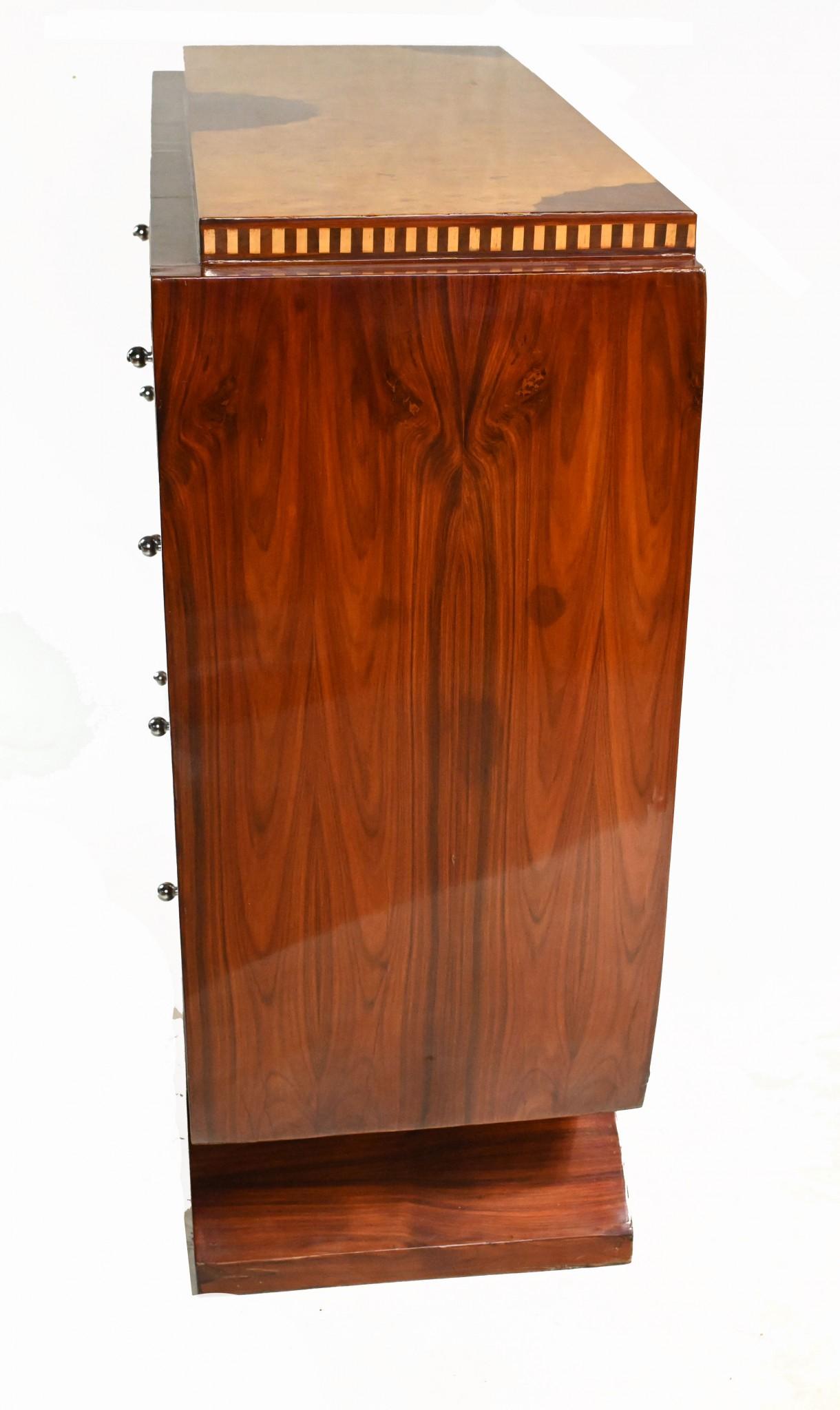 Wood Art Deco Chest Drawers Vintage Roaring Twenties Commode For Sale