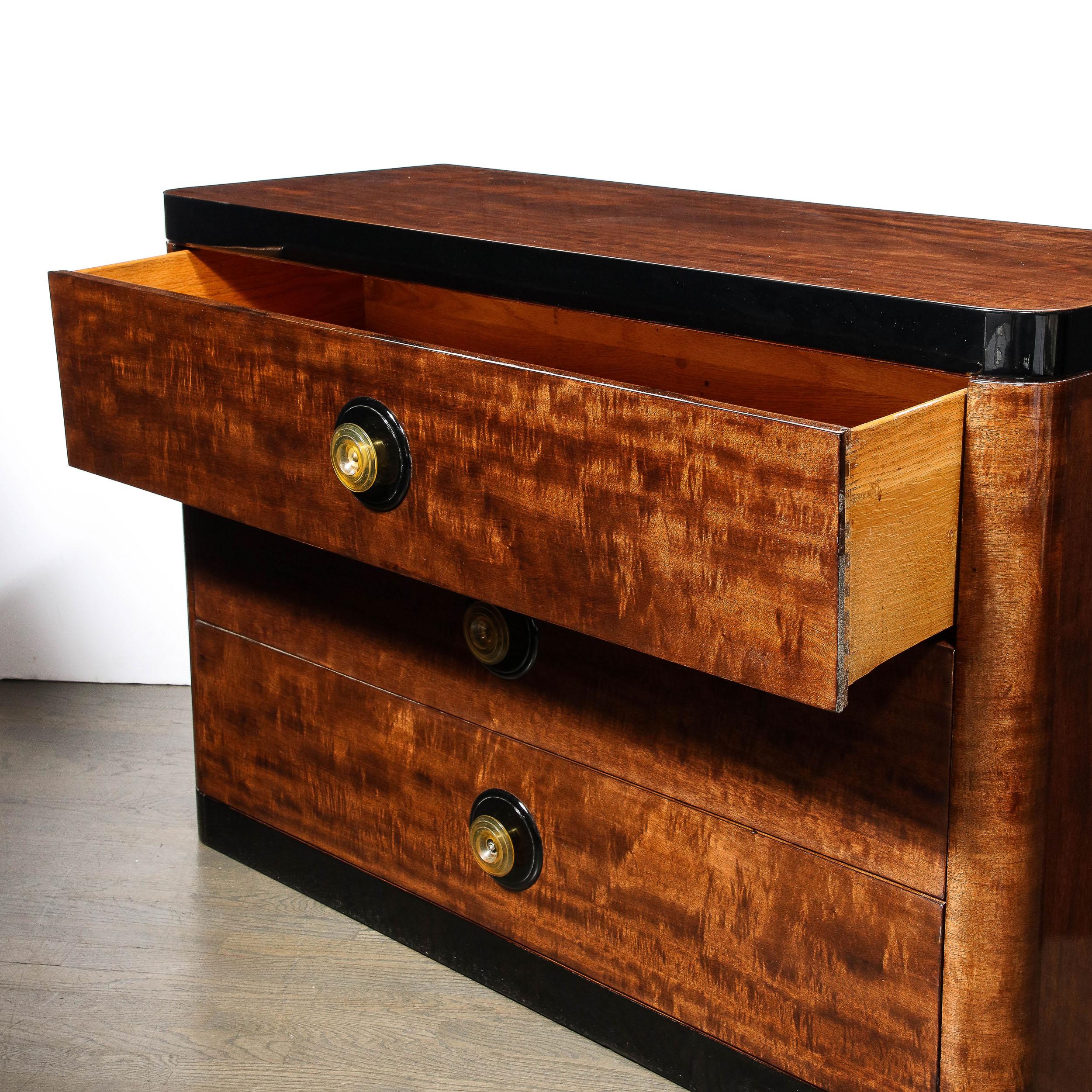 Art Deco  Chest in Book-matched & Burled Walnut w/ Amber Bakelite Pulls For Sale 8