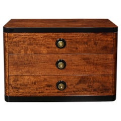 Art Deco  Chest in Book-matched & Burled Walnut w/ Amber Bakelite Pulls