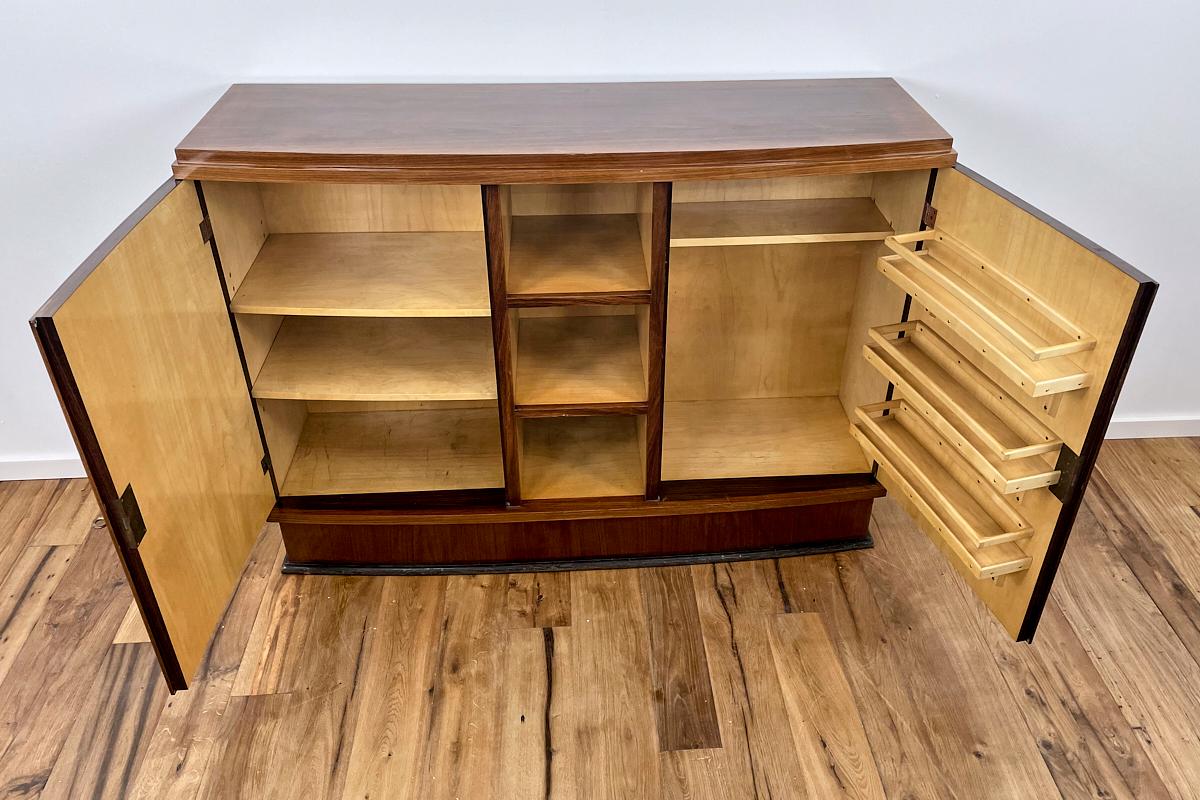Brass Art Deco Chest of Drawers / Bar in Rosewood from France around 1935 For Sale