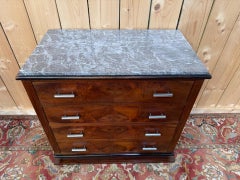 Art Deco chest of drawers – Burl walnut veneer & marble – 1930s
