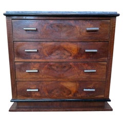Art Deco chest of drawers – Burl walnut veneer & marble – 1930s