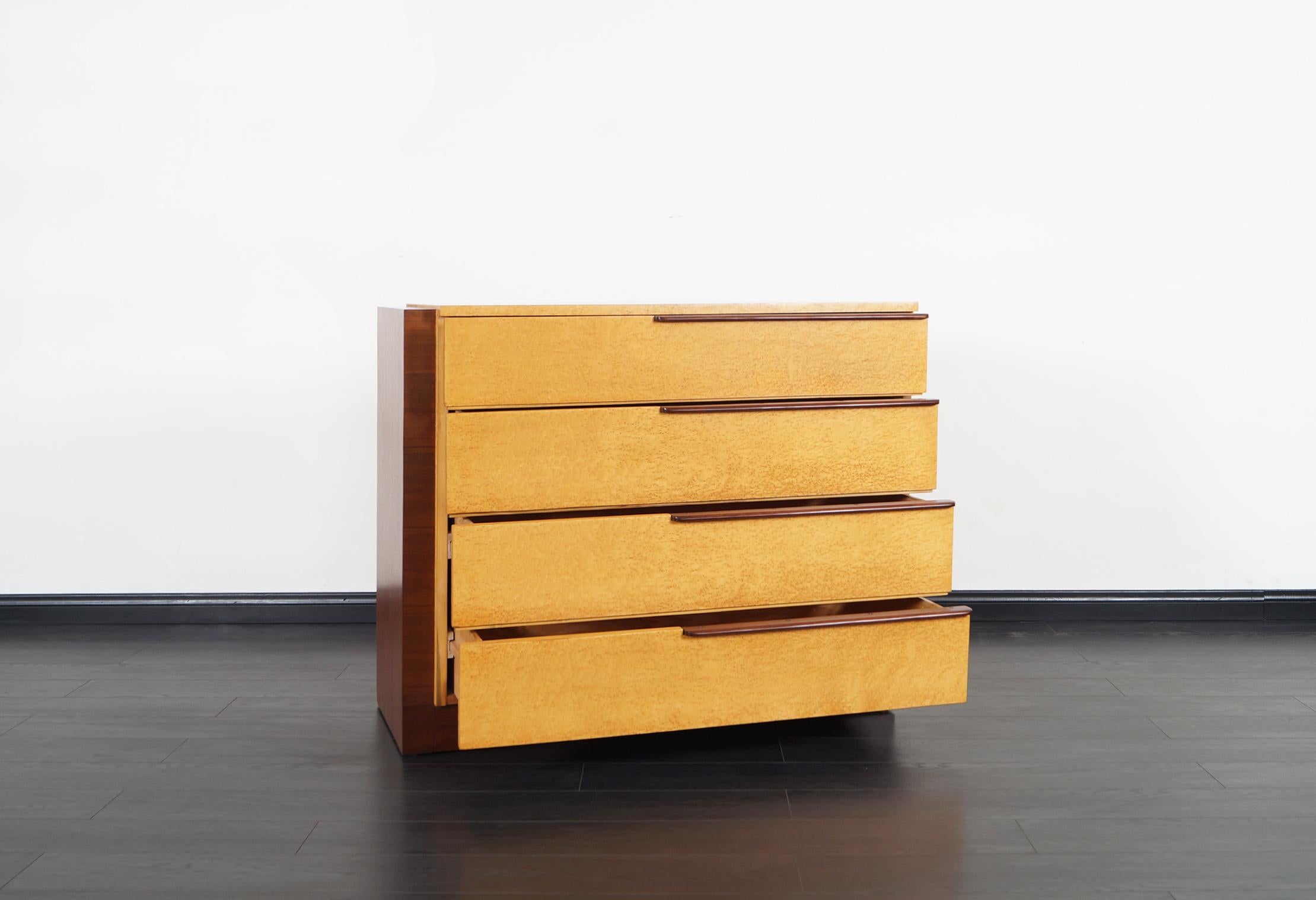 Birdseye Maple Art Deco Chest of Drawers by Gilbert Rohde