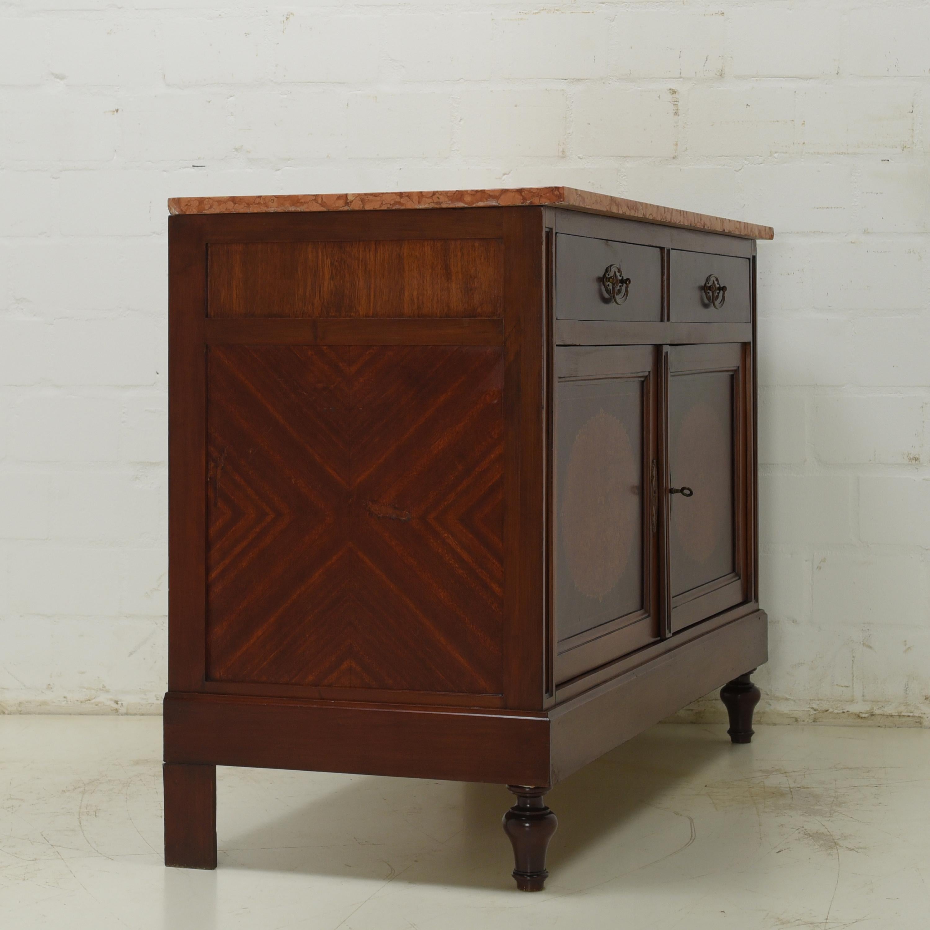 Art Deco Chest of Drawers / Cabinet in Mahogany Marble, circa 1925 For Sale 7
