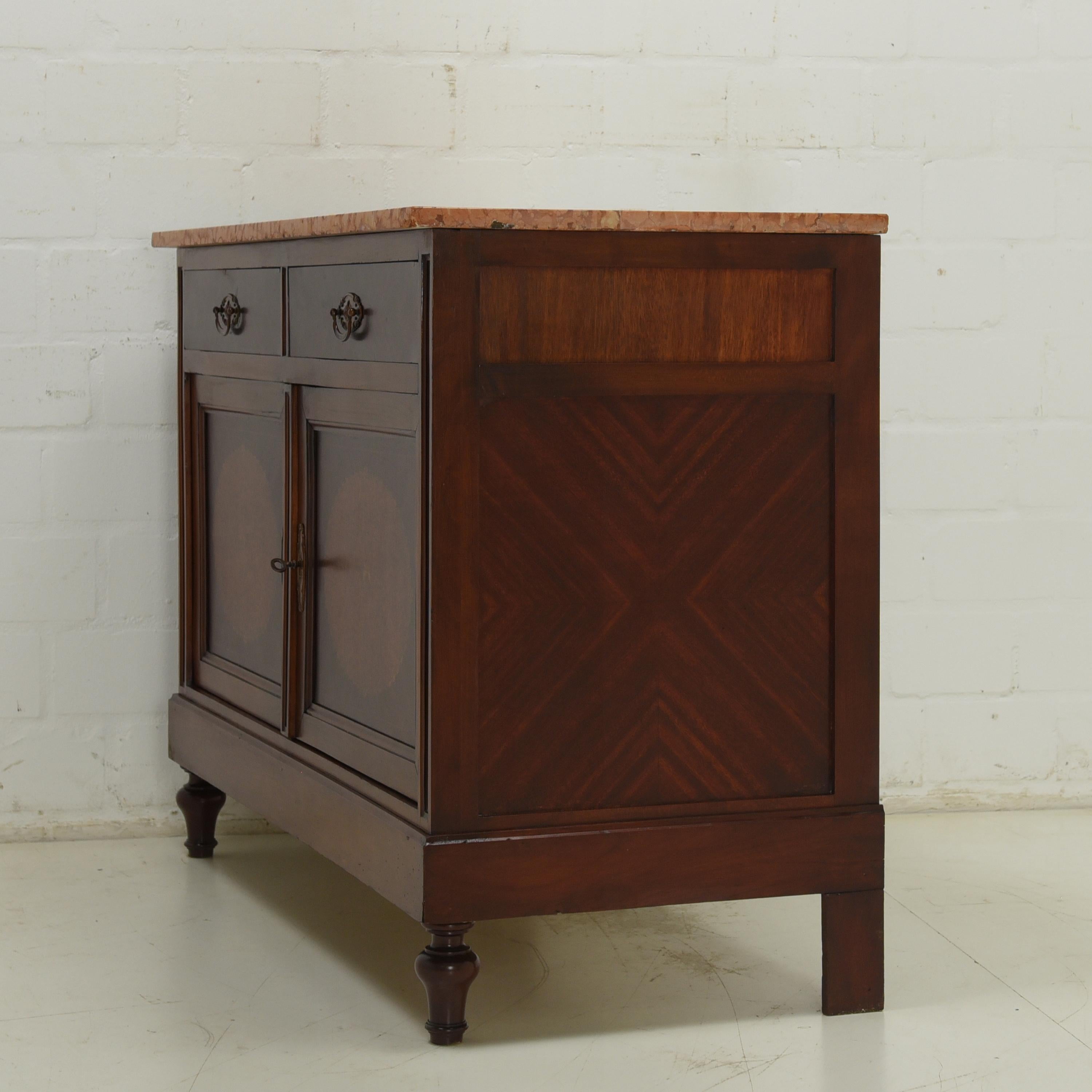 Art Deco Chest of Drawers / Cabinet in Mahogany Marble, circa 1925 For Sale 8