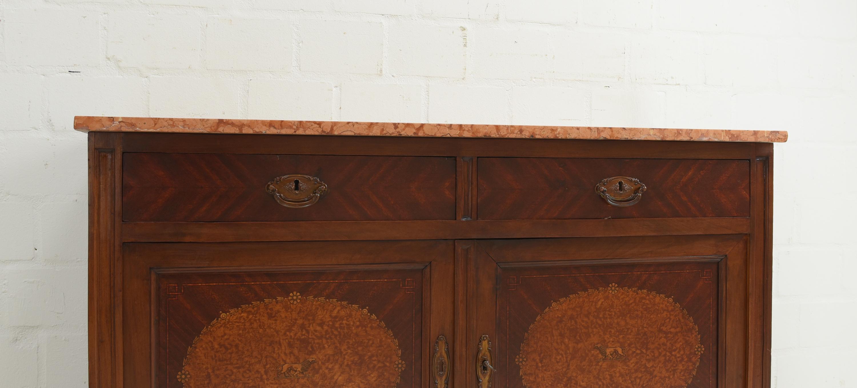 Art Deco Chest of Drawers / Cabinet in Mahogany Marble, circa 1925 For Sale 4