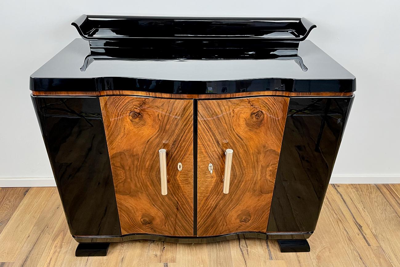 Art Deco Chest of Drawers from Germany around 1930 in Black Highgloss and Walnut 4