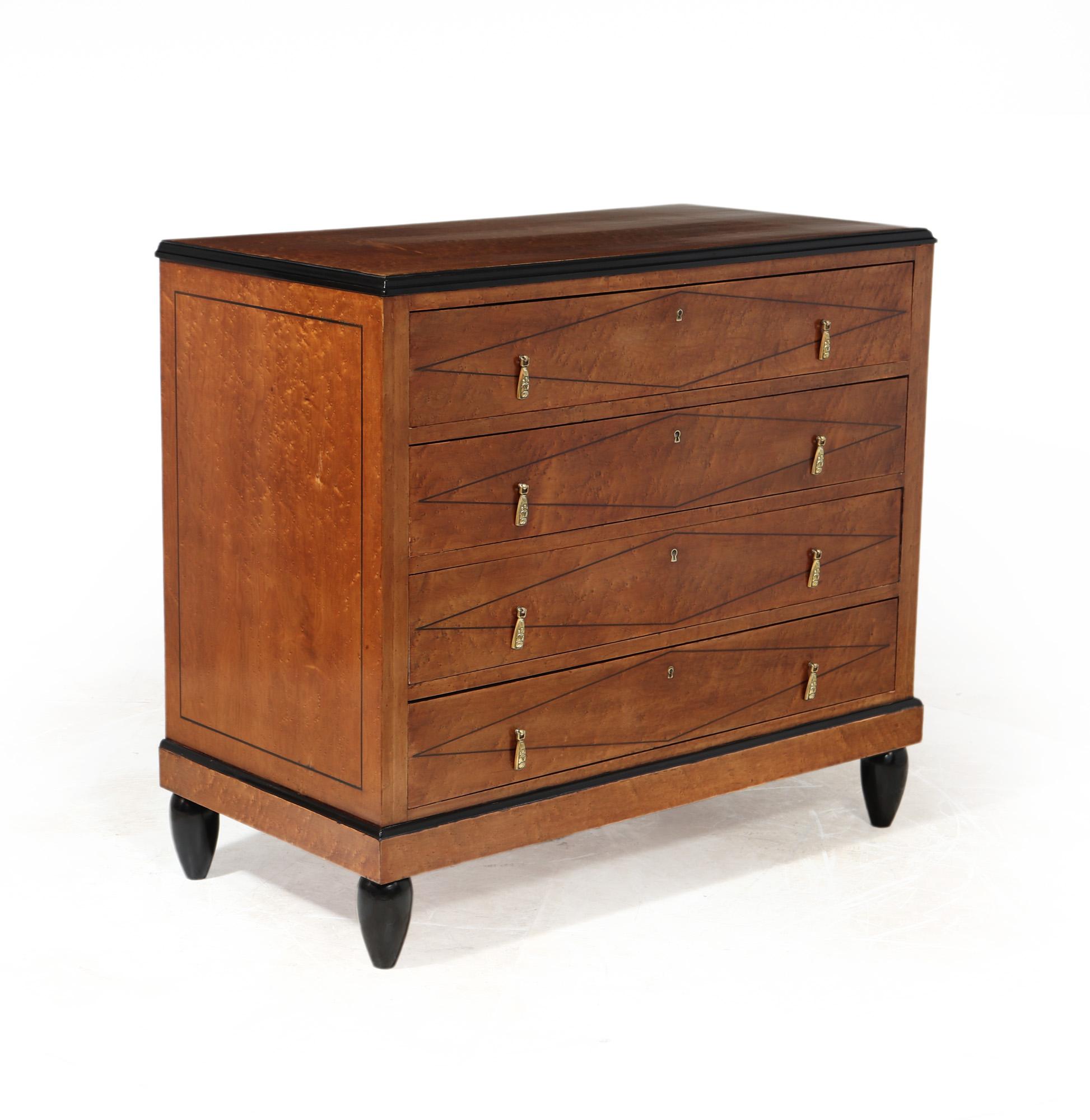 French Art Deco Chest of Drawers in Birds Eye Maple