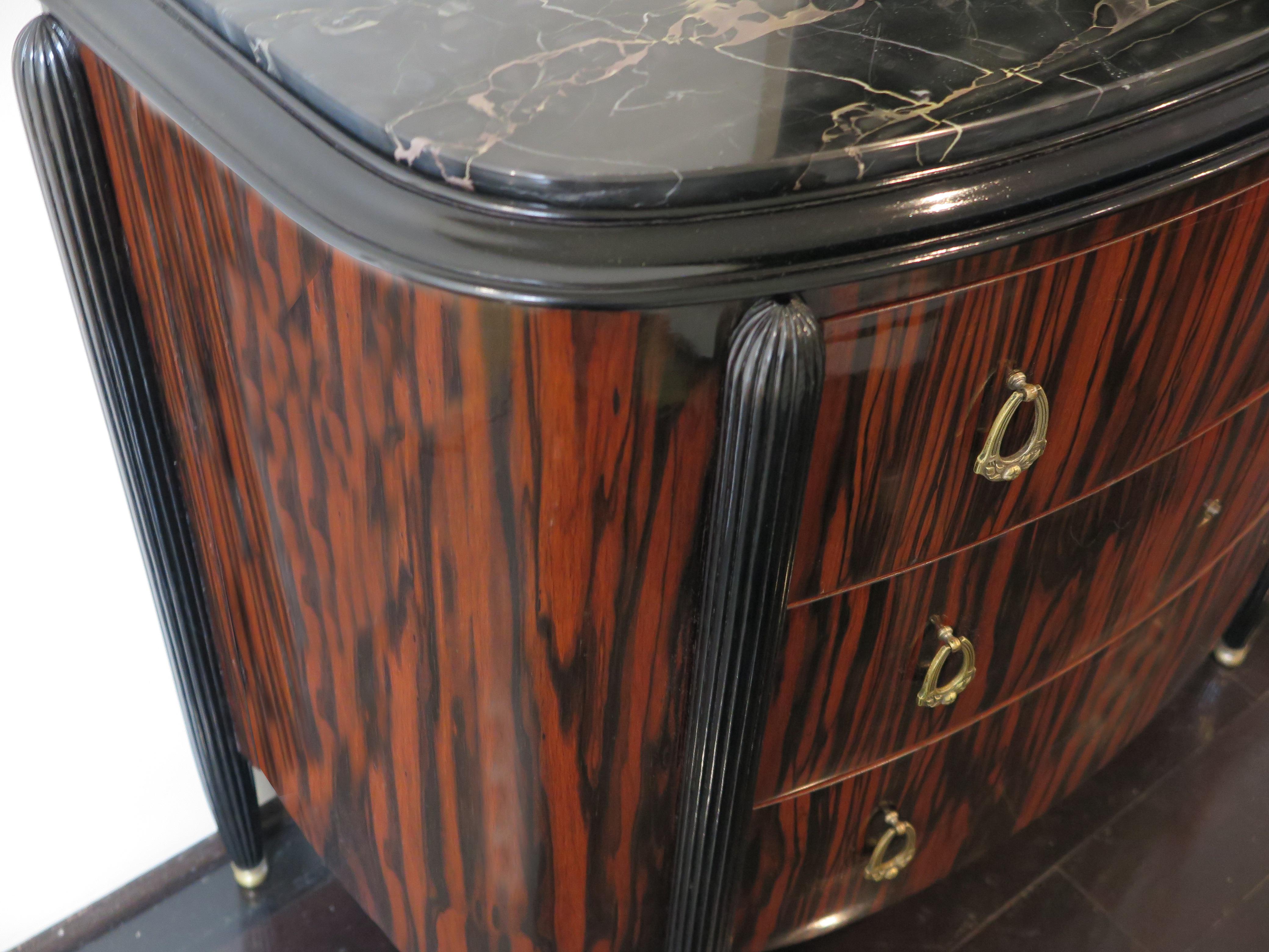 Early 20th Century Art Deco Chest of Drawers in Macassar Ebony Attributed to Michel Dufet