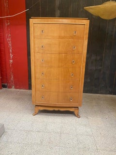 Cómoda Art Déco de sicómoro, de entre 1930 y 1940, al estilo de René Prou