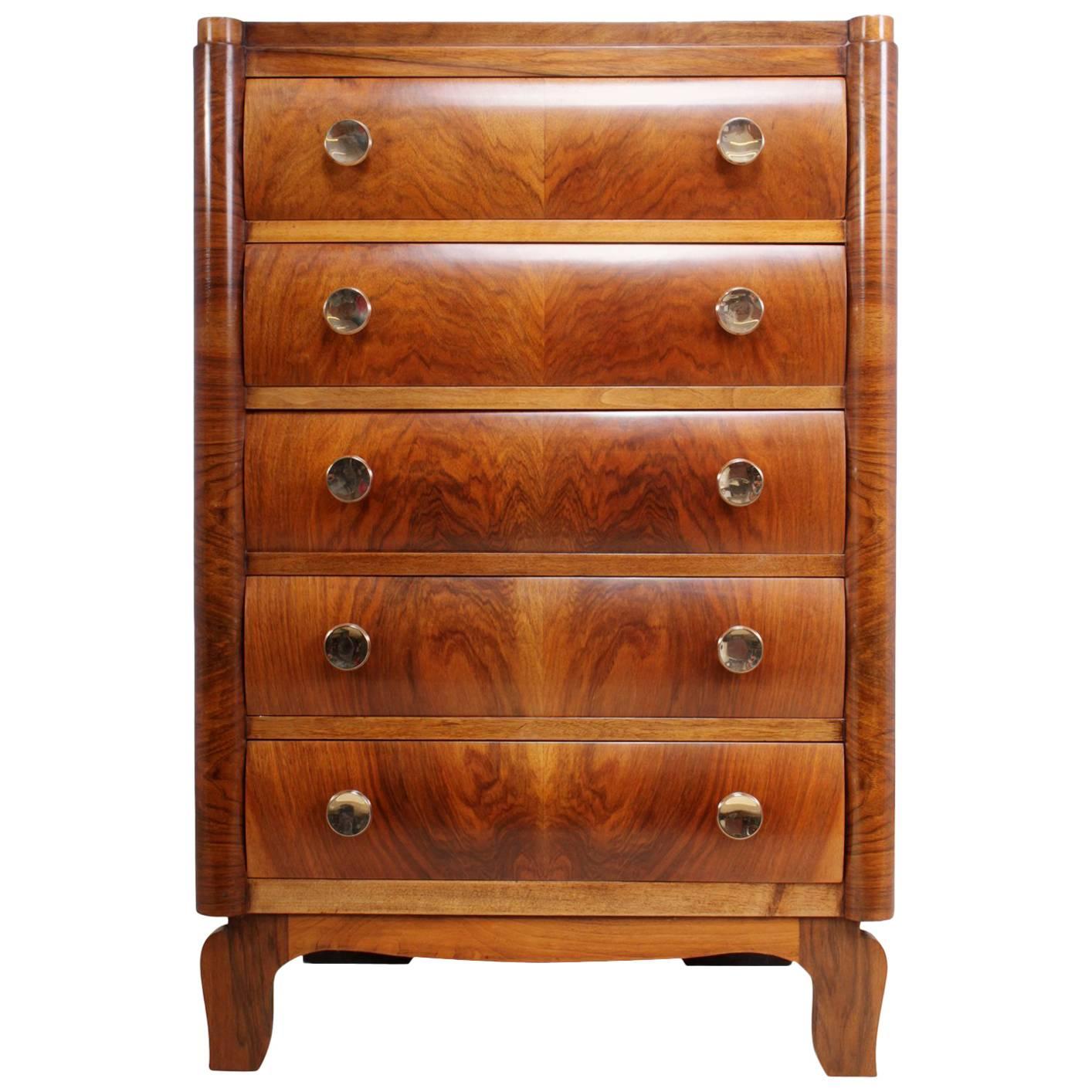 Art Deco Chest of Drawers in Walnut