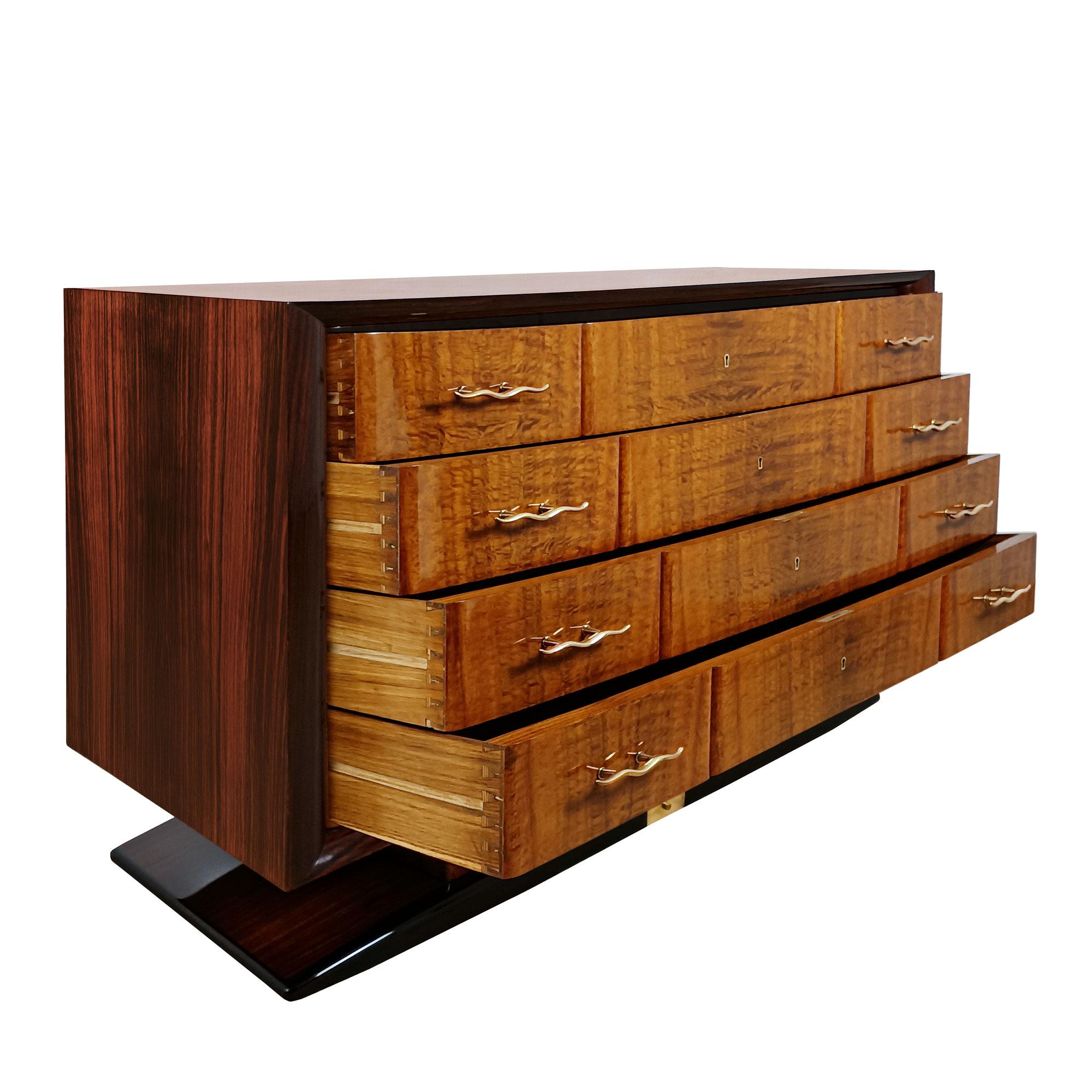 Veneer Art Deco chest of drawers – Italy 1930 For Sale