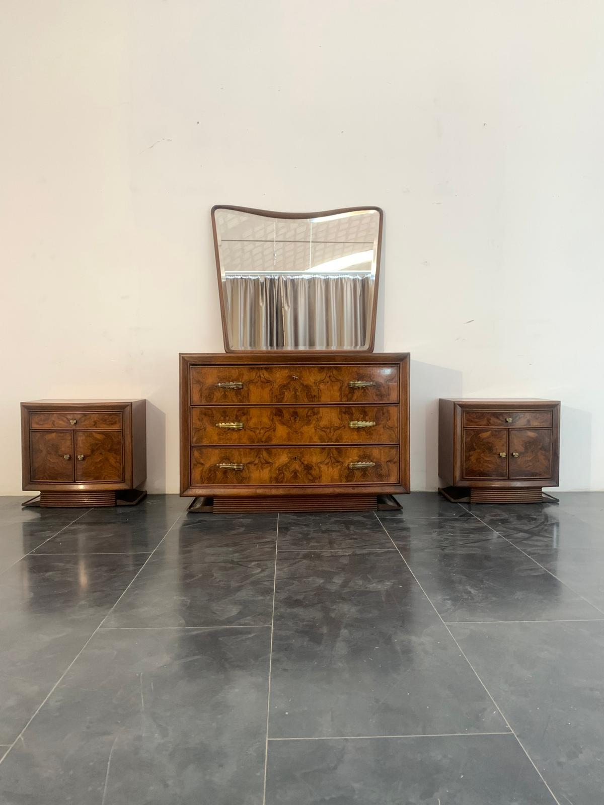 Art Déco Cassettiera, specchio e comodini Art Deco di Premuda furnit in vendita