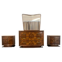 Commode, miroir et tables de chevet Art déco par Premuda Furnit