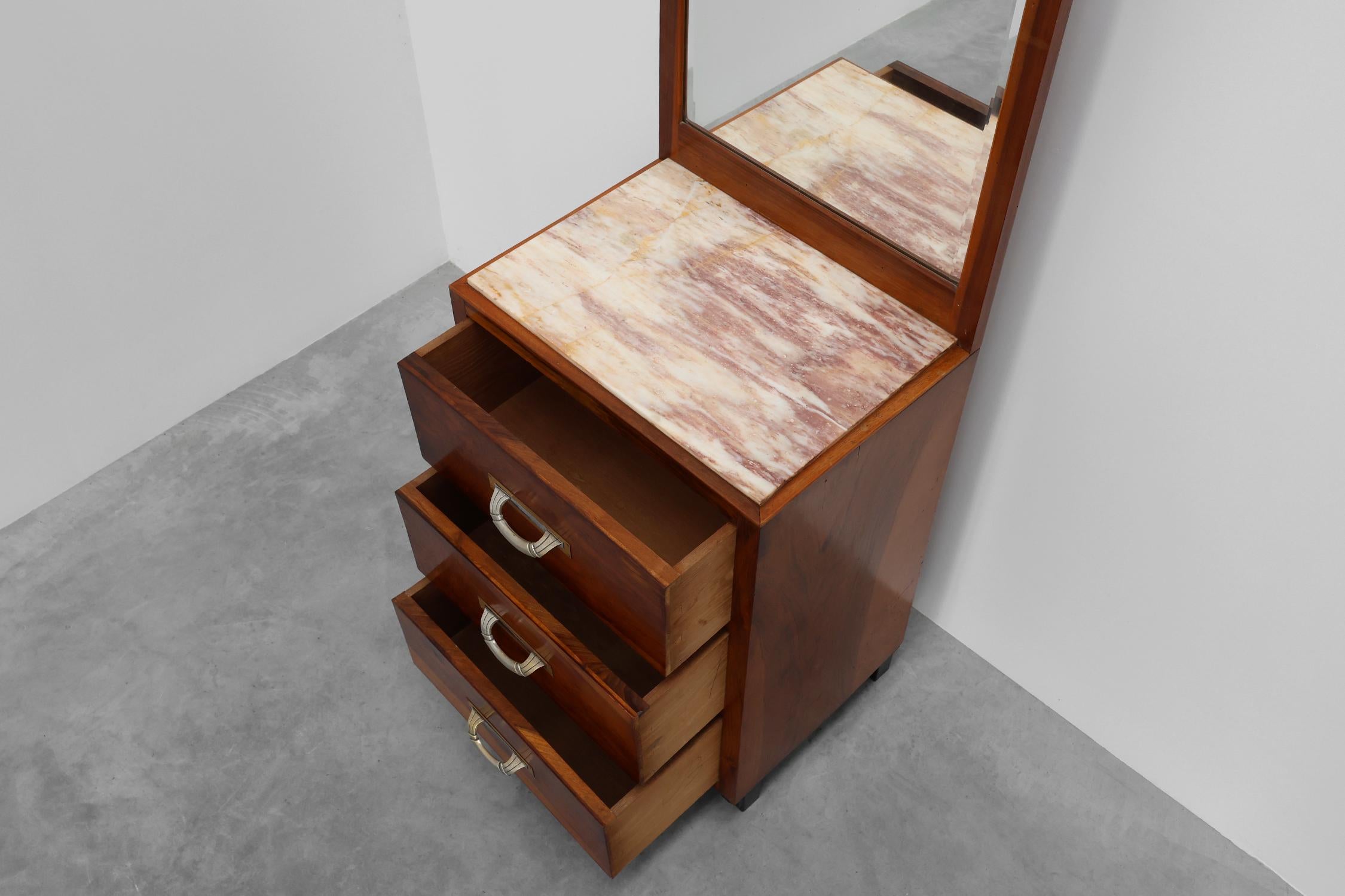 Metal Art Deco Chest of drawers or dressing table with mirror, France 1930s For Sale