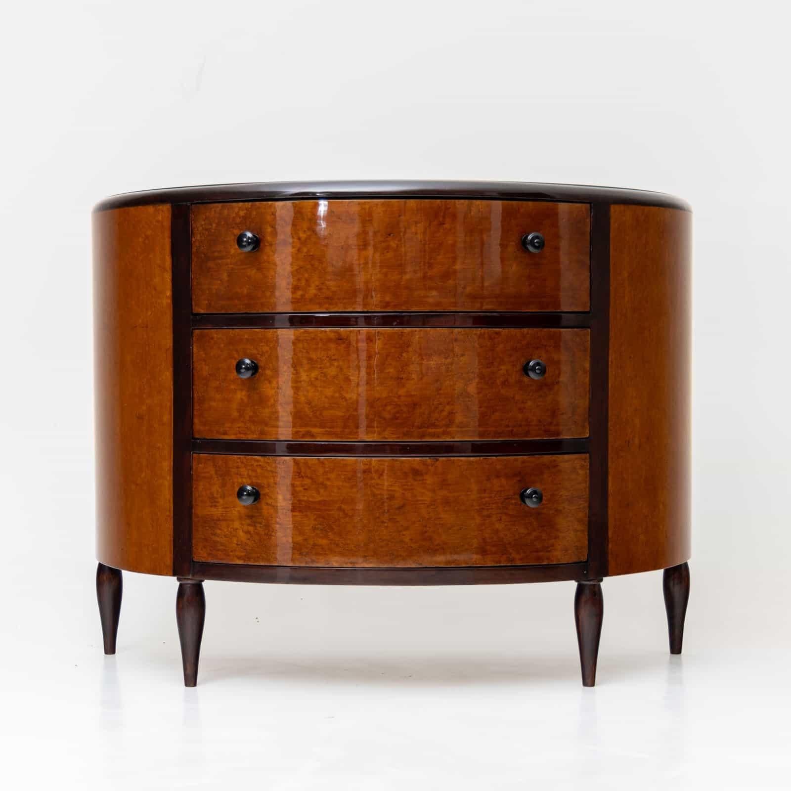 Wood Art Deco Chest of Drawers, veneered in Thuja, around 1940 For Sale