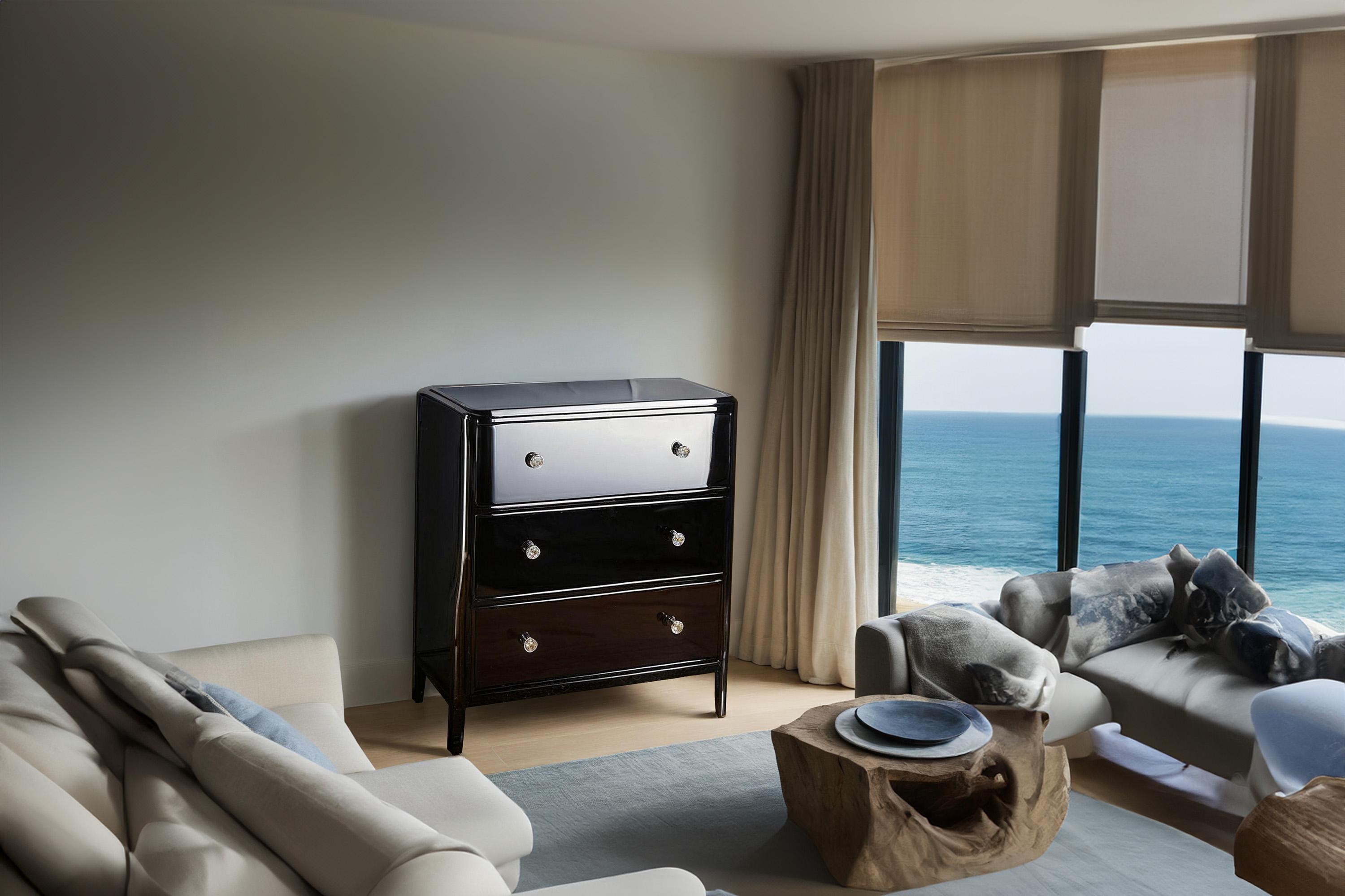 Cómoda Art Decó con precioso lacado piano negro en Nuevo estado para la venta en Greven, DE