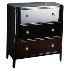 Art Deco chest of drawers with beautiful black piano lacquer