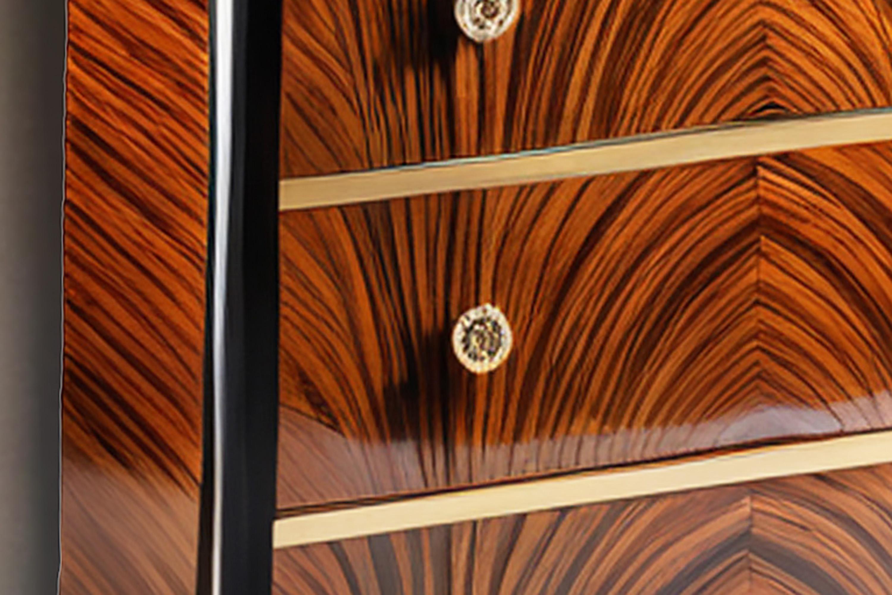 German Art Deco chest of drawers with beautiful Macassar veneer For Sale