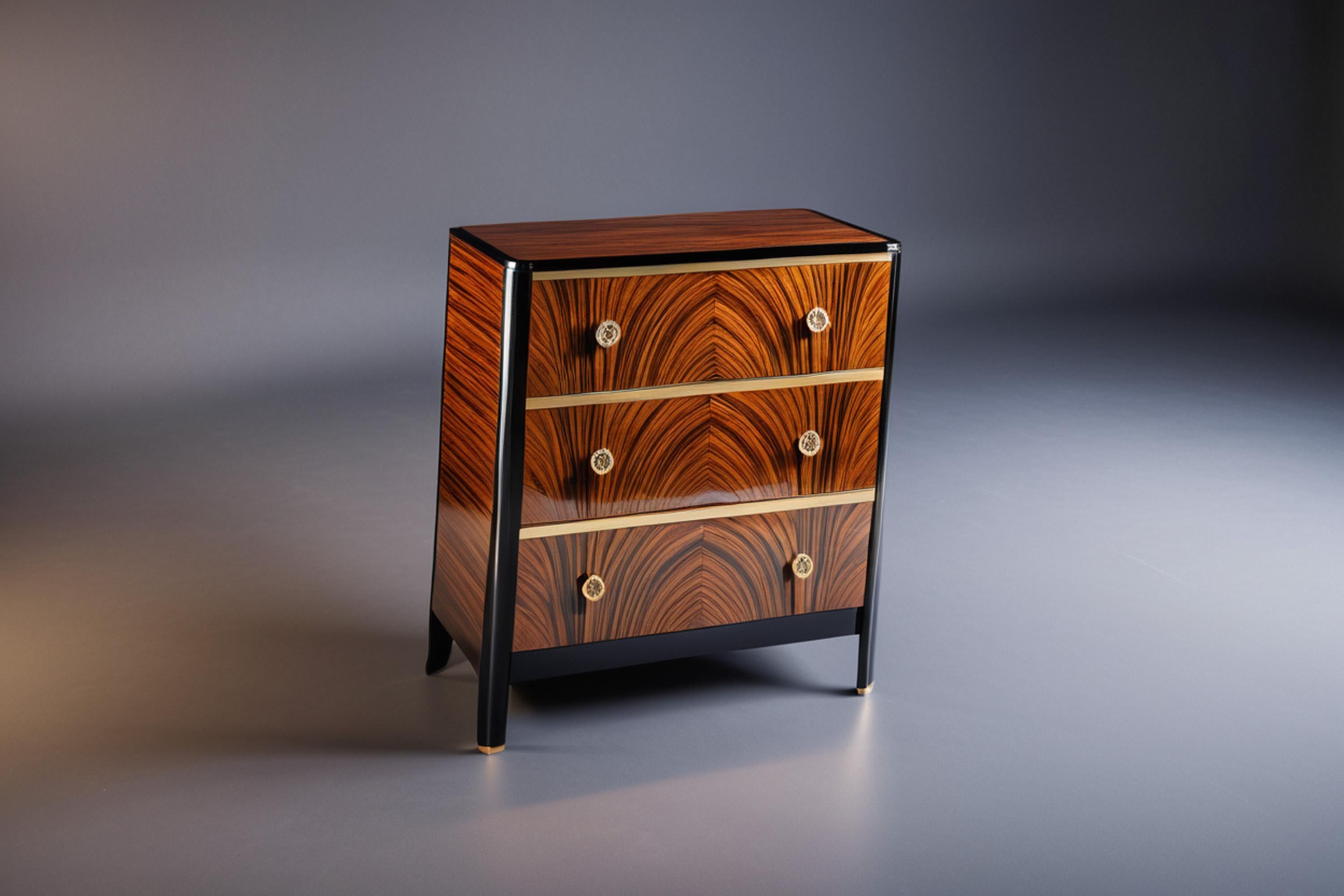 Art Deco chest of drawers with beautiful Macassar veneer In New Condition For Sale In Greven, DE