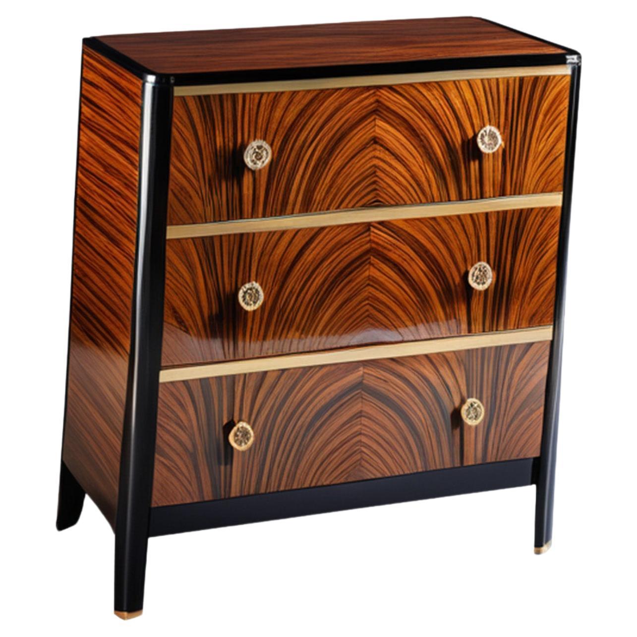 Art Deco chest of drawers with beautiful Macassar veneer For Sale