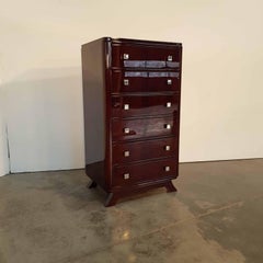 Art Deco Chest of Drawers with Palisander Veneer and Nickel-Plated Metal Parts