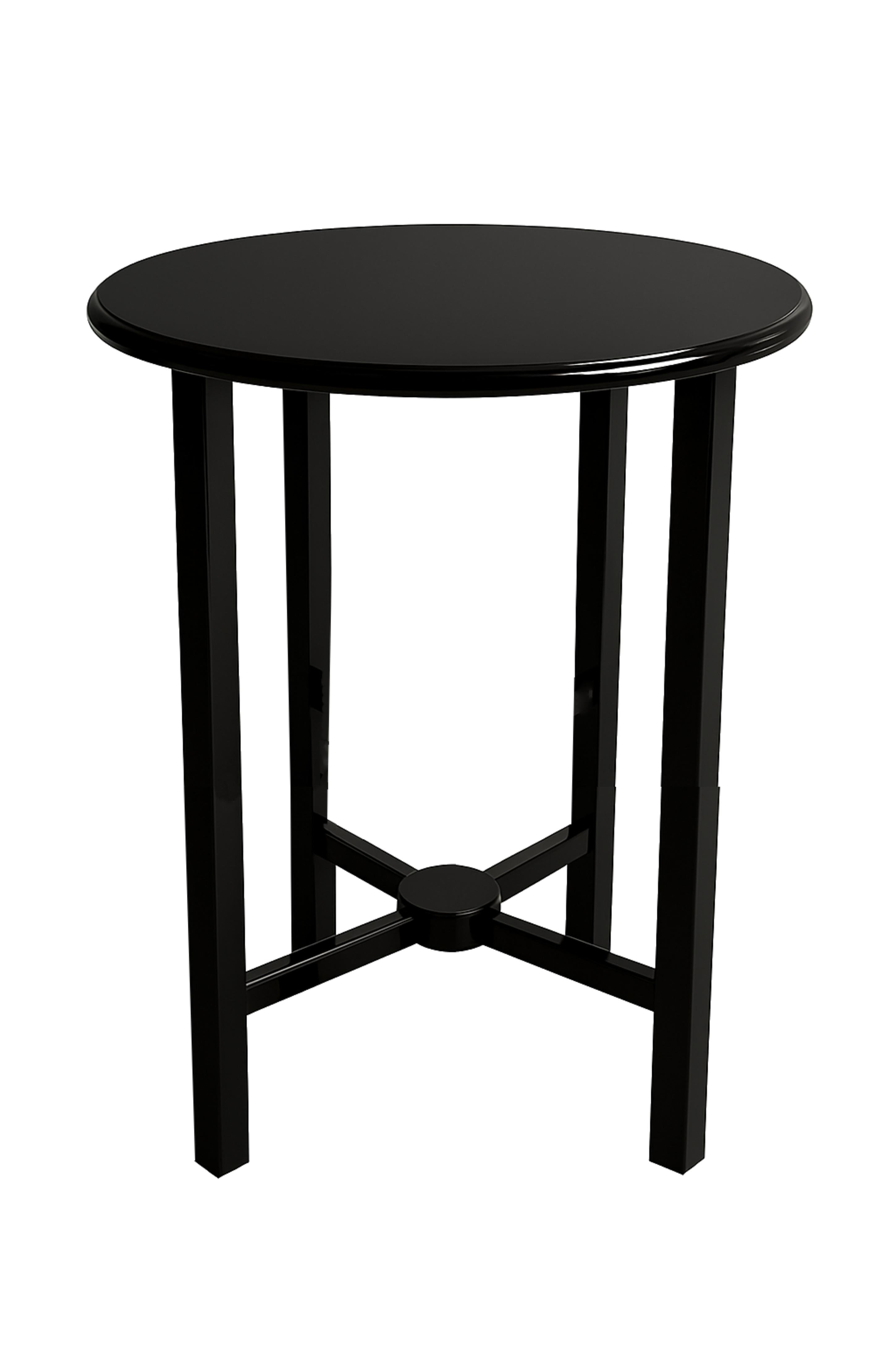 French Art Deco Chestnut Black Lacquer Side Table, 20th Century For Sale