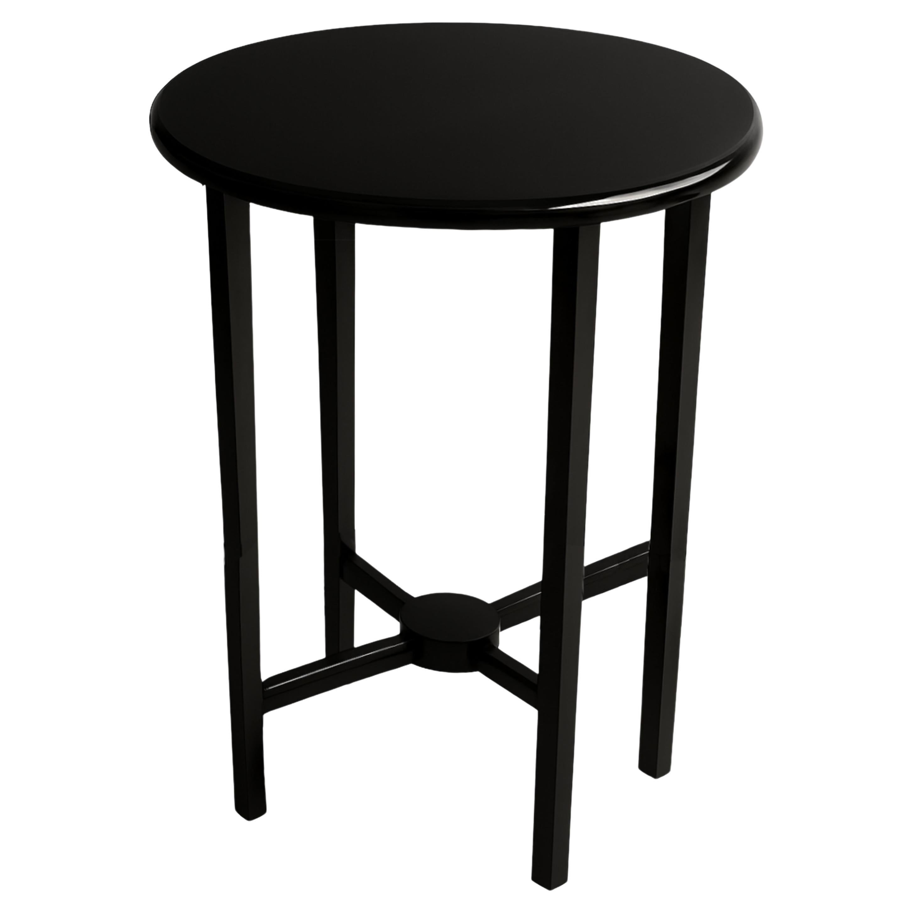 Art Deco Chestnut Black Lacquer Side Table, 20th Century