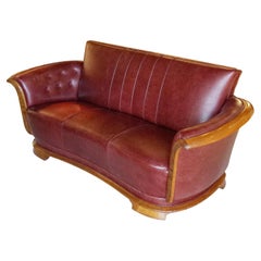 Art Deco Chestnut Leather Club Sofa English, Circa 1930