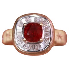 Art Deco Chic Design: Unerhitzter Rubinring mit Diamanteinlage