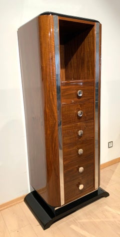 Art Deco Chiffonier with Six Drawers, Walnut, France, circa 1930