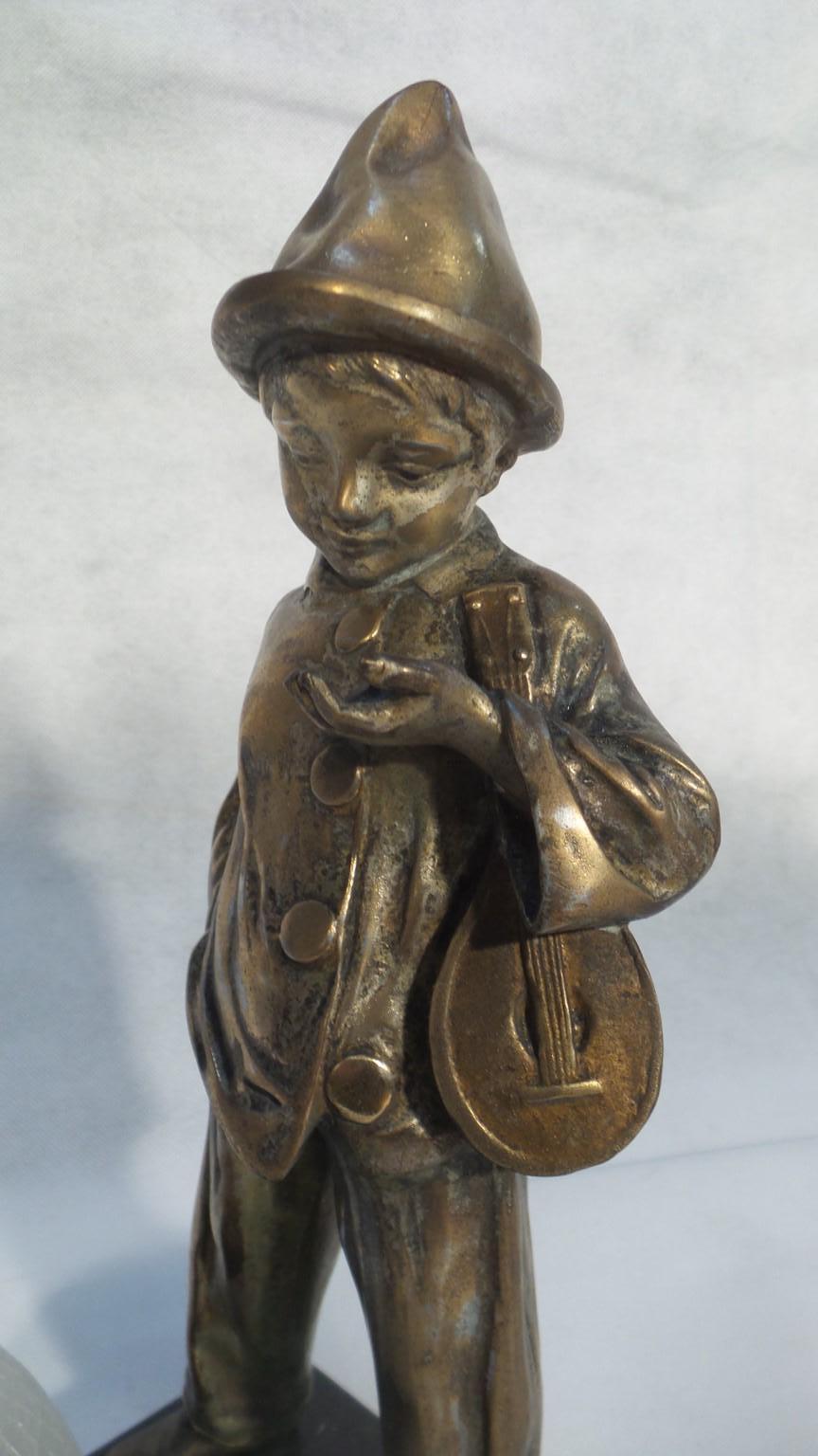 Art Deco Child Clown Lamp French Bronze on Spelter, circa 1930 Signed  For Sale 6