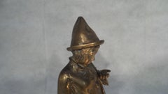 Art Deco Child Clown Lamp French Bronze on Spelter, circa 1930 Signed