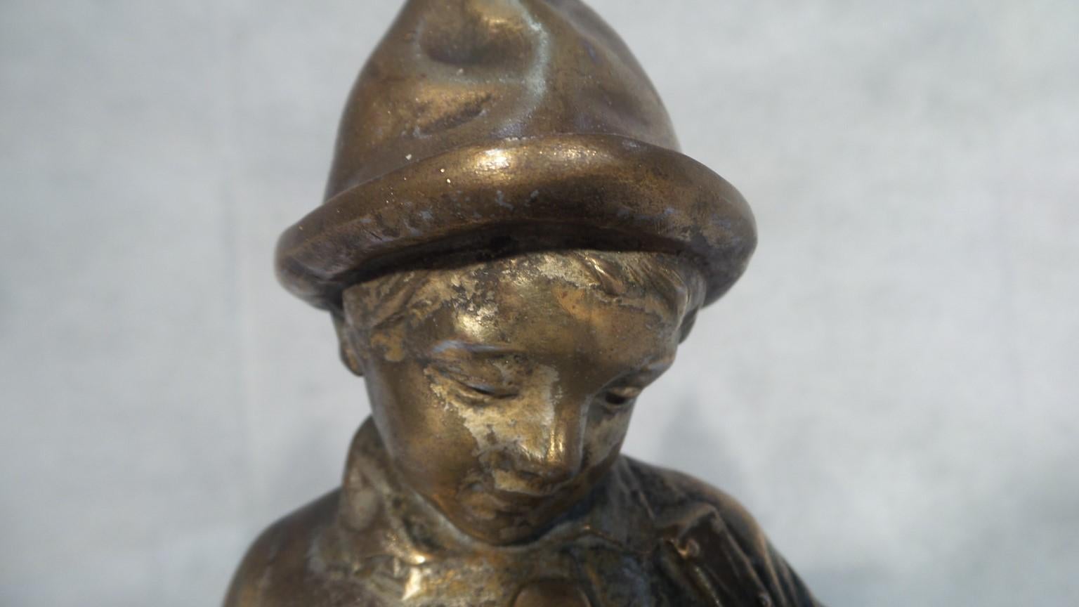 Art Deco Child Clown Lamp French Bronze on Spelter, circa 1930 Signed  For Sale 1
