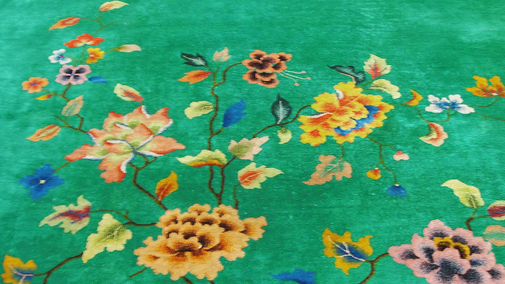 Art Deco Chinese Carpet, Amazing Green 2