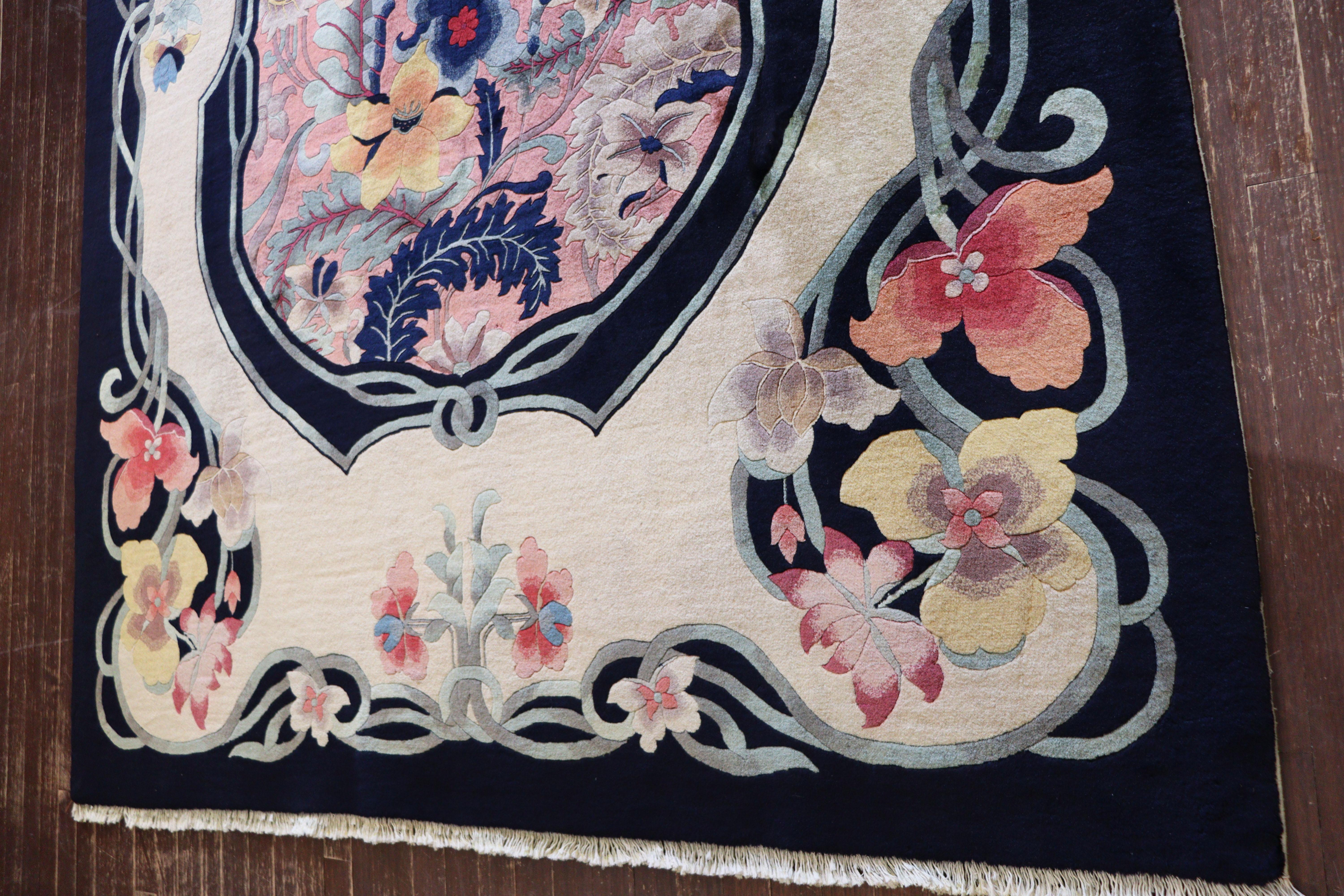 Antique Art Deco Chinese Carpet, Perfect Nature 6