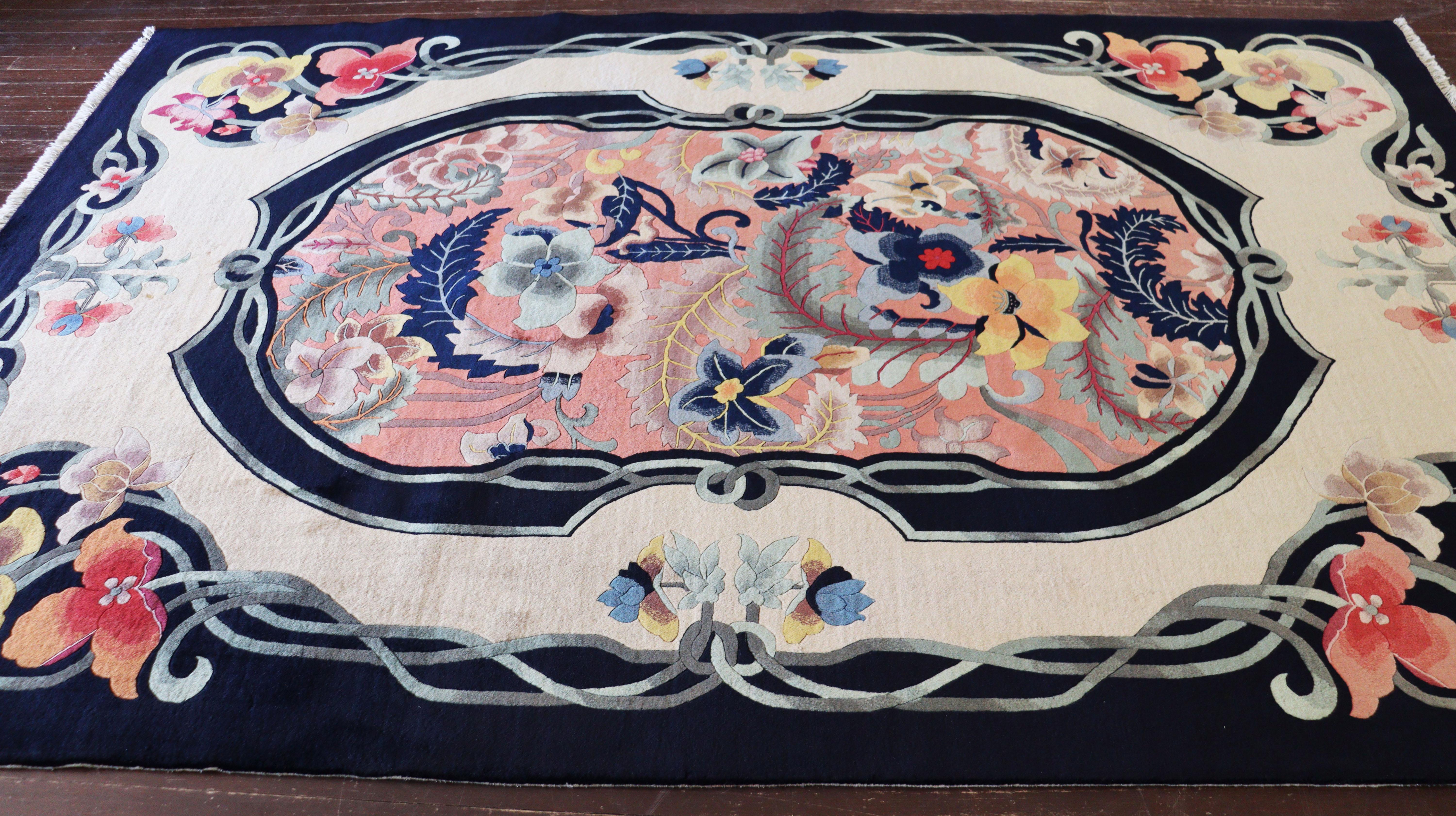 20th Century Antique Art Deco Chinese Carpet, Perfect Nature