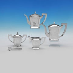 Art Deco Chinese Export Silver Tea and Coffee Service on Tray, S. Kwong, c.1920